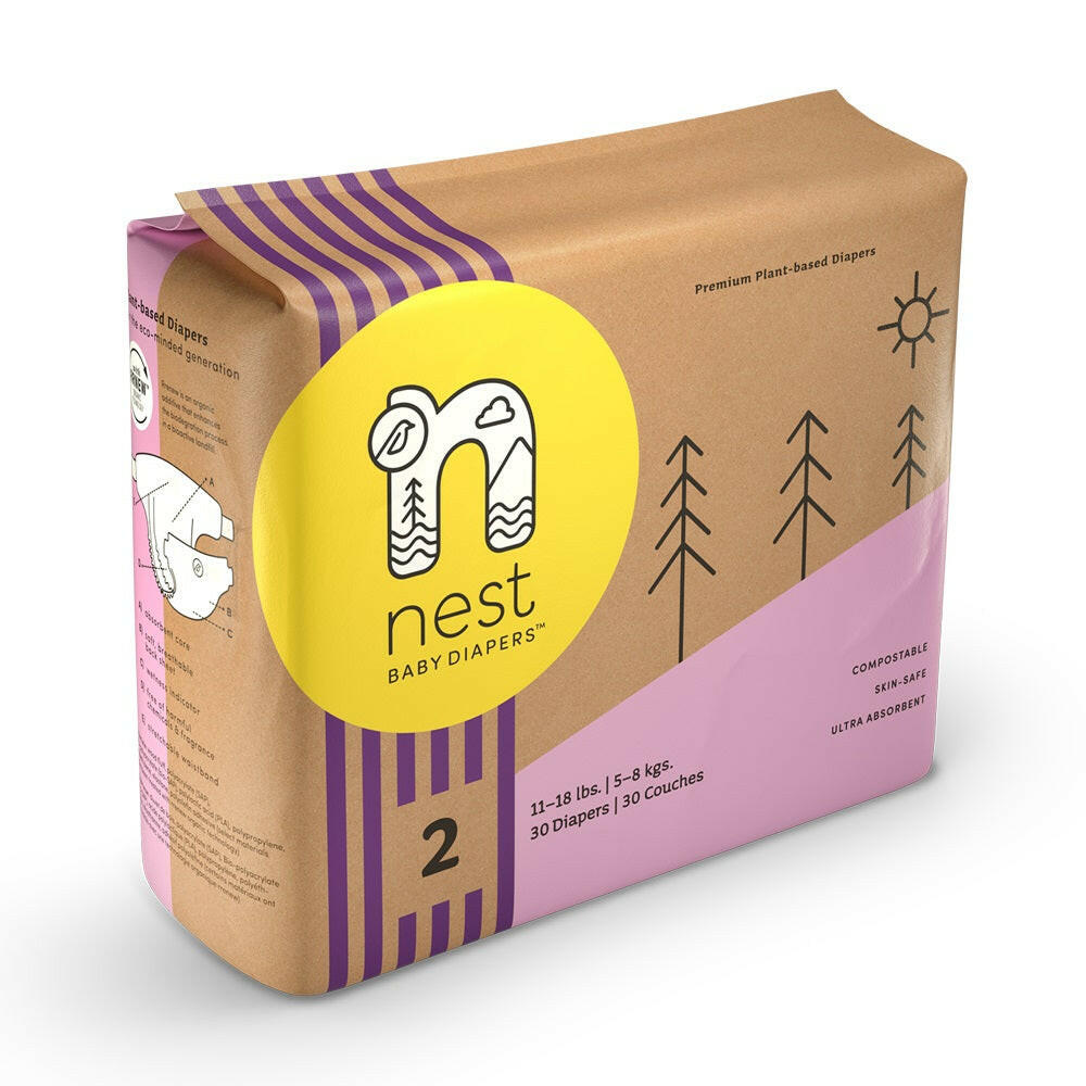 Sustainable Plant Based Baby Diapers - Size 2 Baby Essentials Nest Diapers