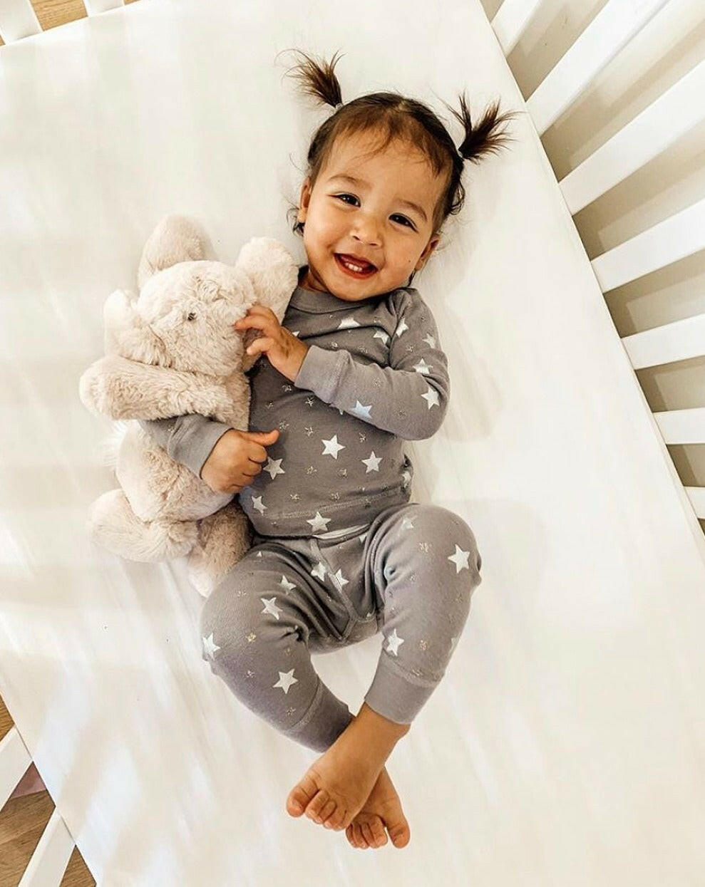 Organic Long Sleeve Pajamas - Stars Gray Pajamas Skylar Luna