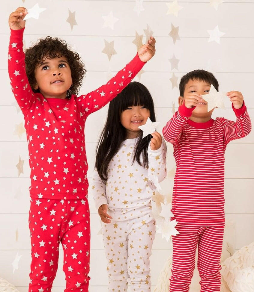 Organic Long Sleeve Pajamas- Stars White Pajamas Skylar Luna