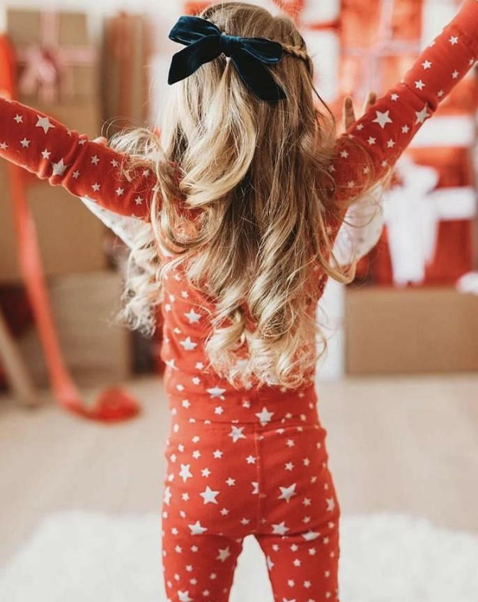 Organic Long Sleeve Pajamas - Stars Red/Silver Pajamas Skylar Luna