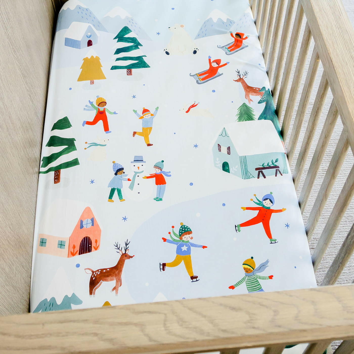 Snowy Day Standard Size Crib Sheet Crib sheets Rookie Humans