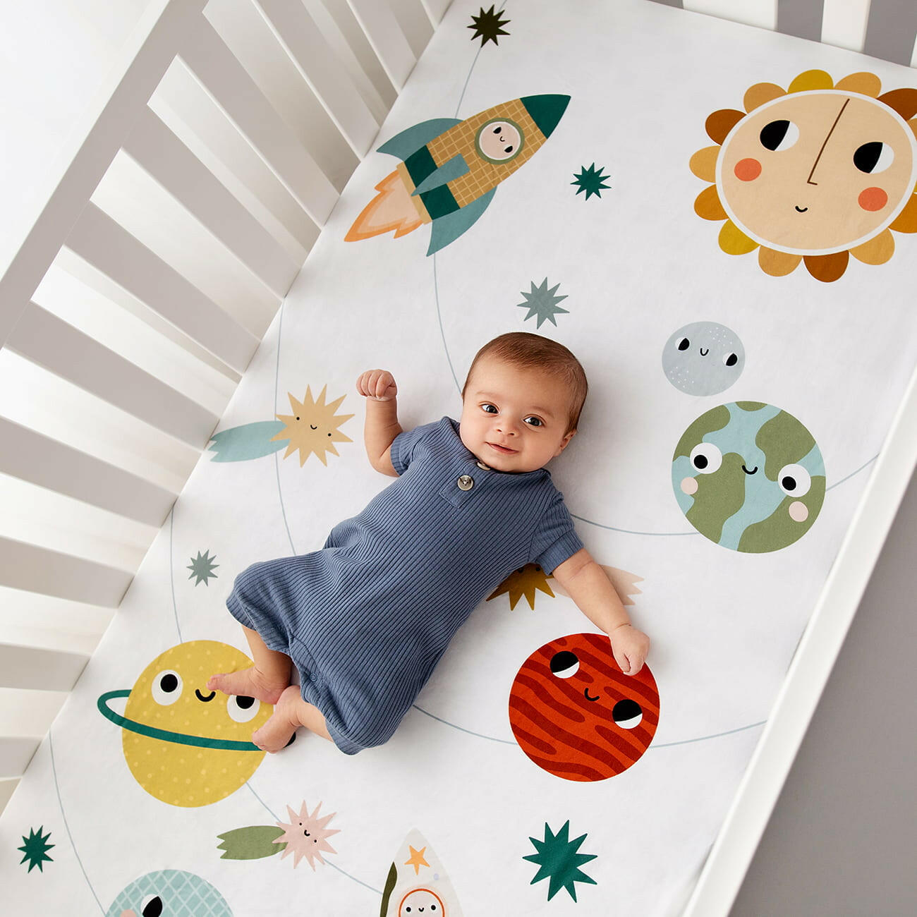 Space Explorer Standard Size Crib Sheet Crib sheets Rookie Humans