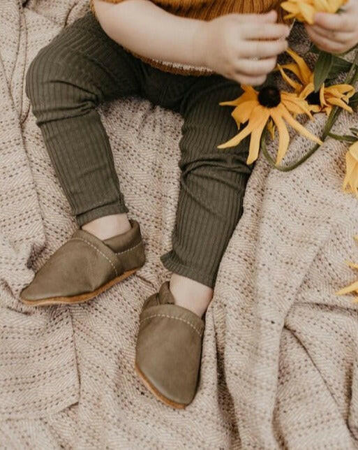 Leather Baby Loafers Shoe - Iron, Denim, Sienna, Moss Shoes Starry Knight Design