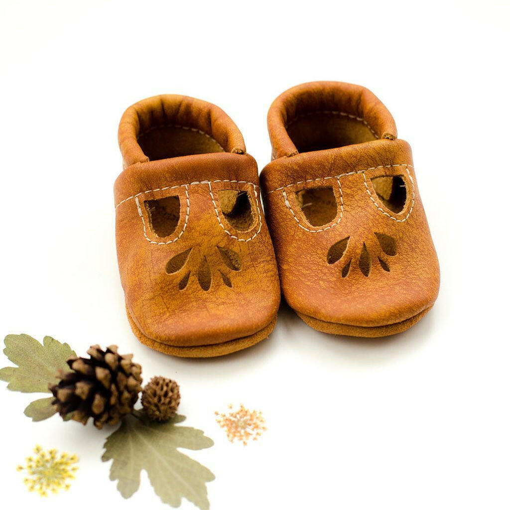 Lotus Leather Baby T-Strap Shoe - Tribe Shoes Starry Knight Design