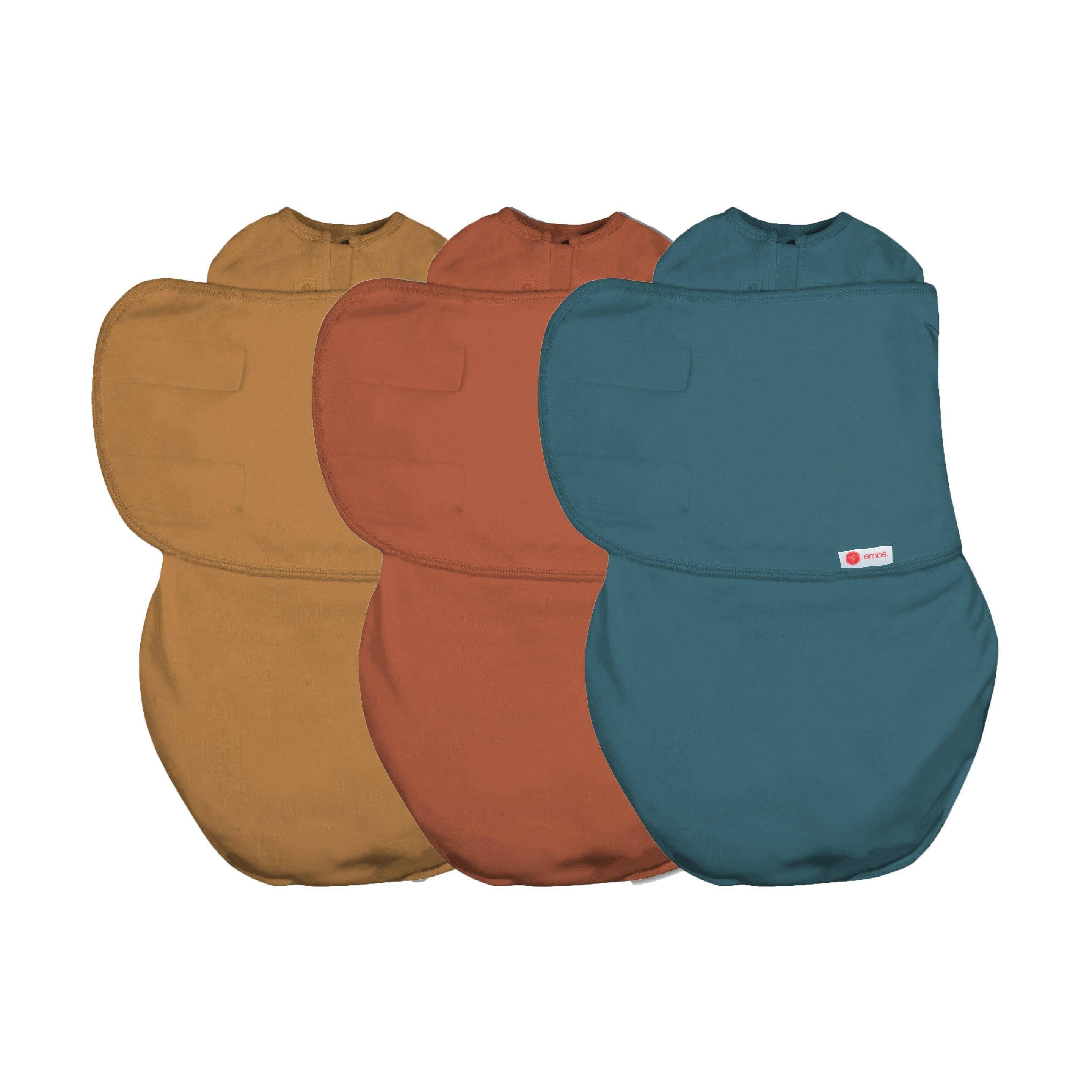 3-Pack Swaddle Wrap Bundle 100% Cotton Jersey embé® Rust Sand Spruce