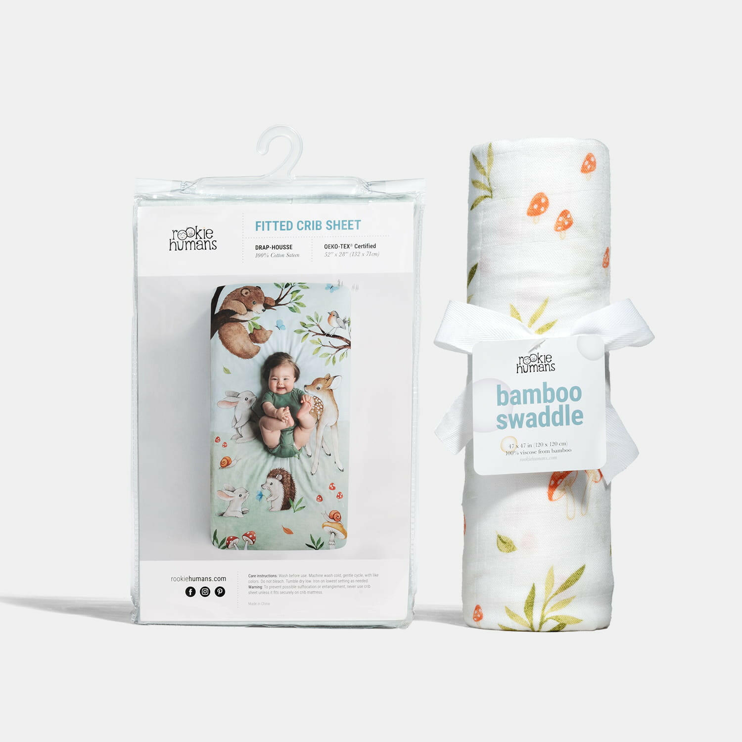 Crib sheet and Swaddle bundle - Enchanted Forest  Rookie Humans
