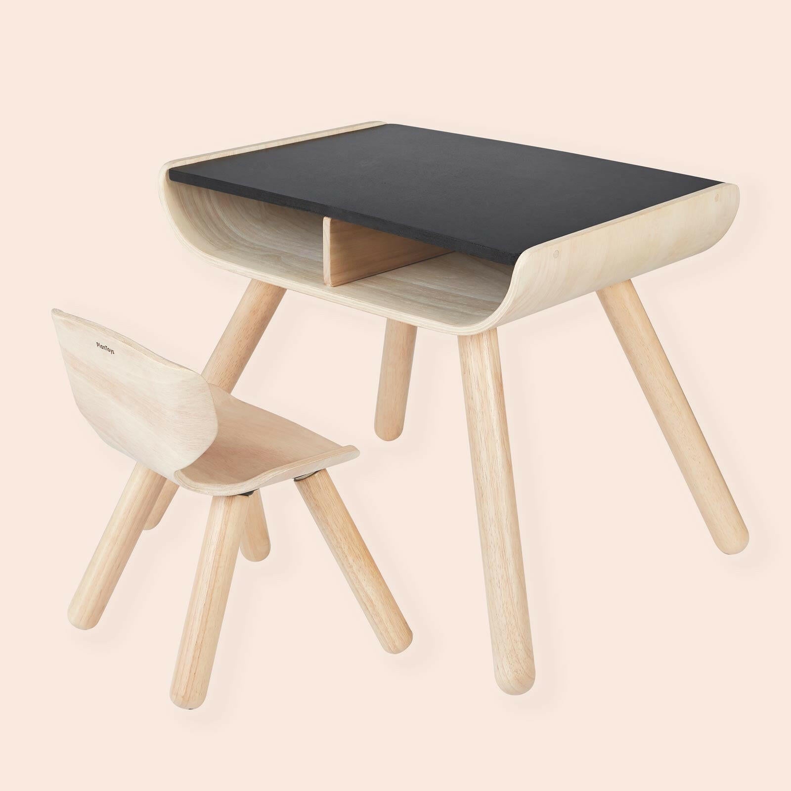 Toddler Desk & Chair - Black Furniture PlanToys Black