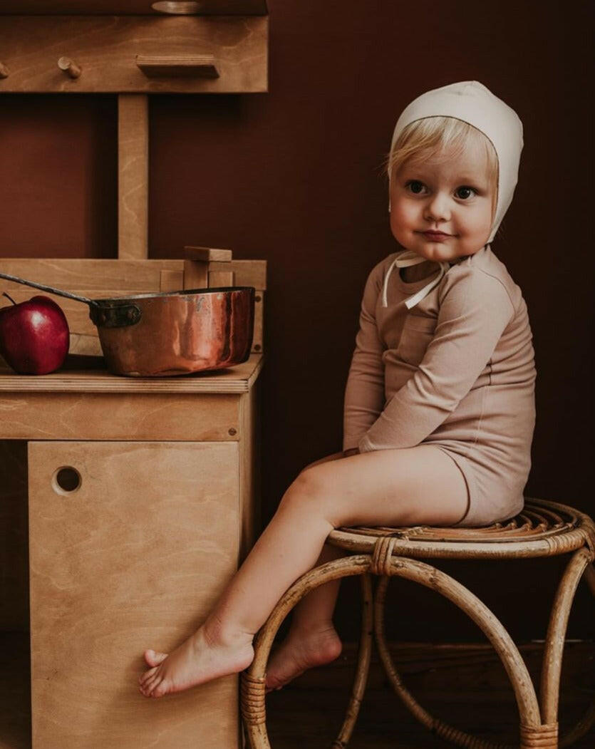 Long-Sleeve Organic Baby Onesie - Antique Rose Clothing The Simple Folk