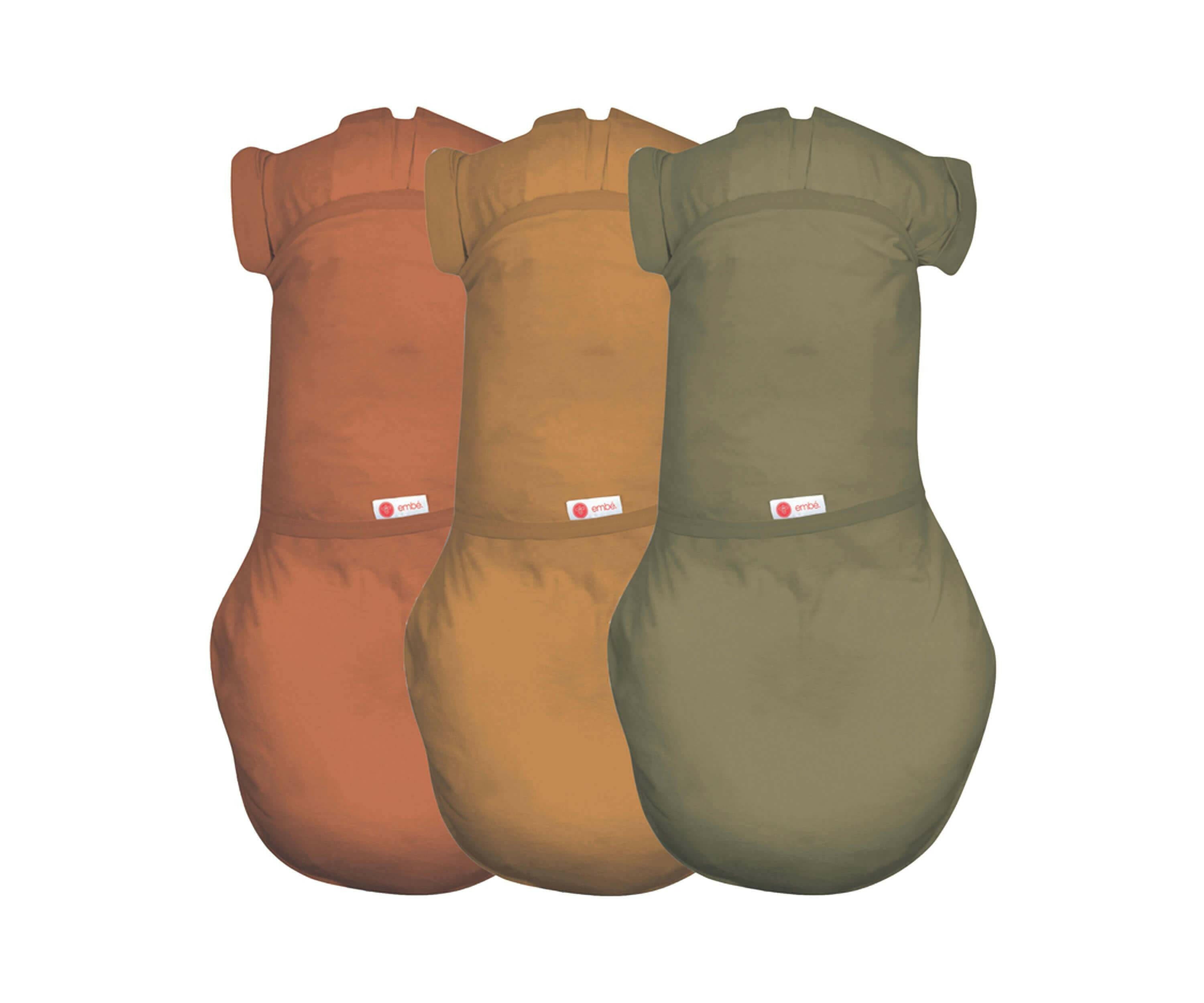 Short Sleeve Swaddle Sack Bundle 100% Cotton Jersey embé® Rust-Sand-Moss
