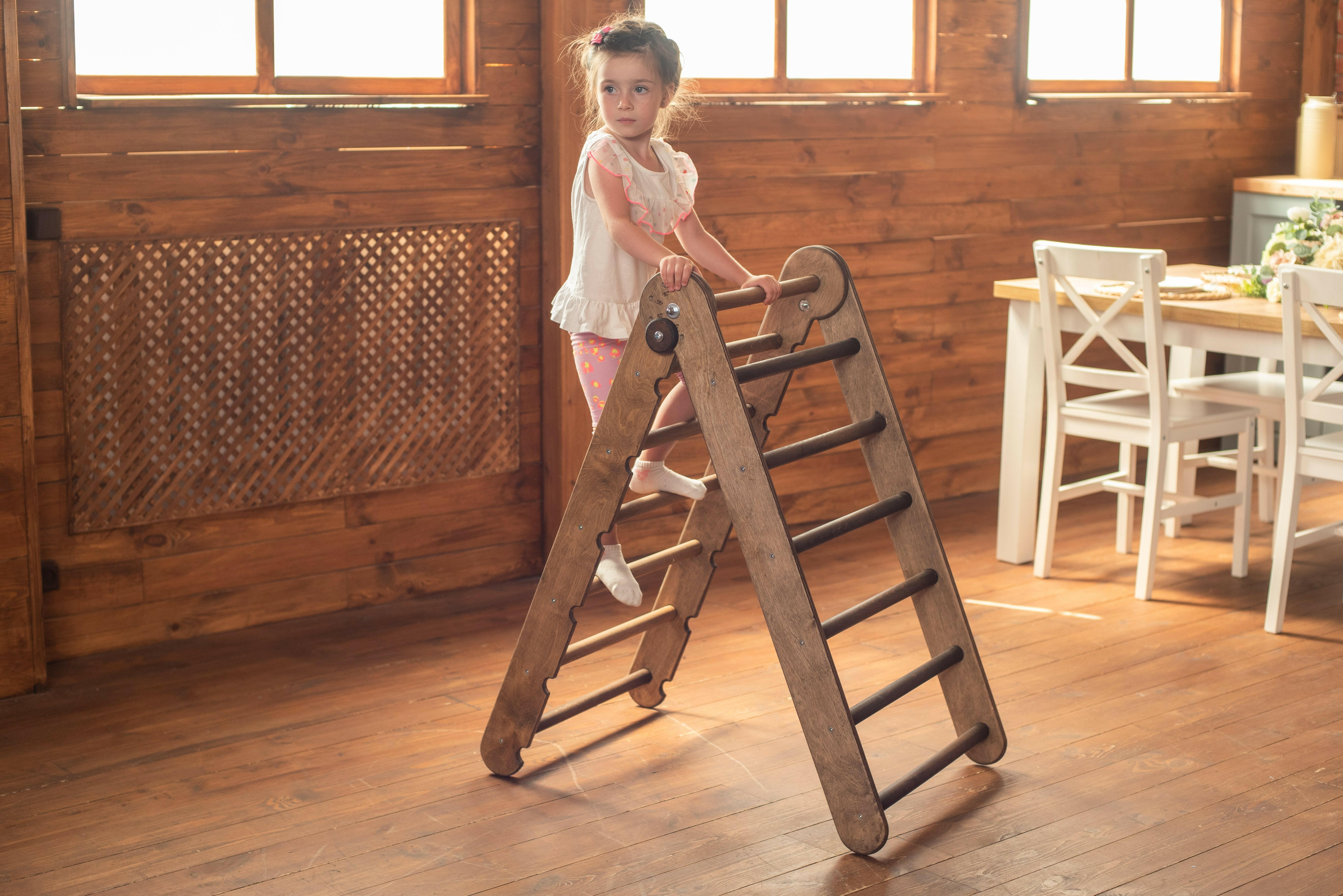 Montessori Triangle Ladder - Handmade Climber for Kids 1-7 y.o. – Beige Single Ladders Goodevas