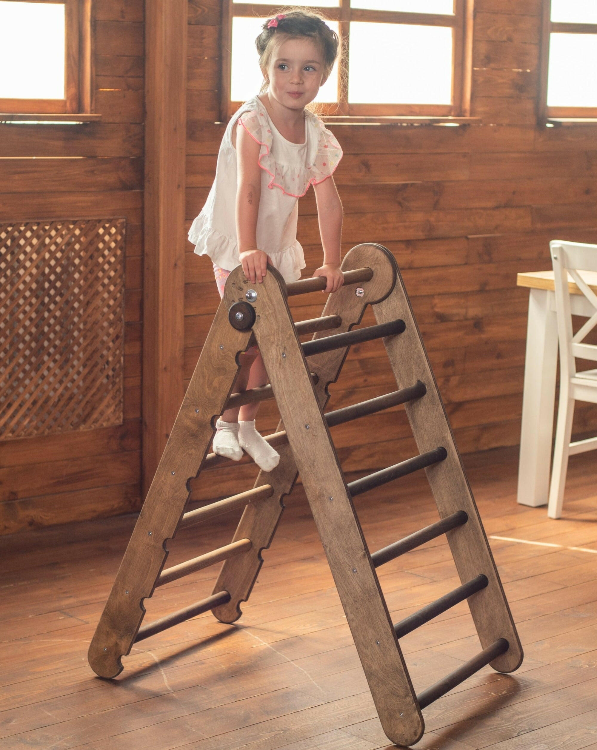 Triangle Ladder - Montessori Climber for Toddlers 1-7 y.o. – Chocolate Single Ladders Goodevas