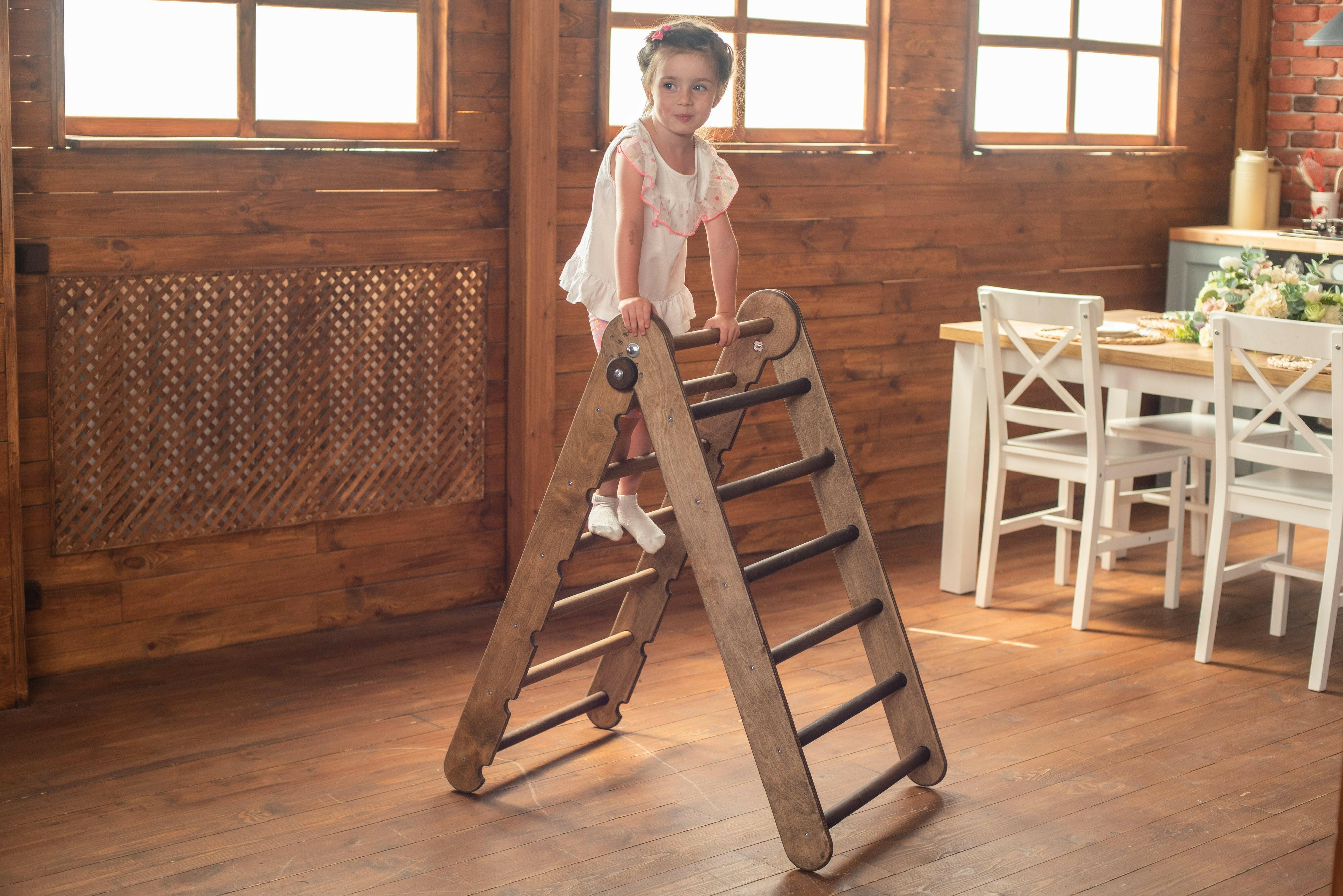 Triangle Ladder - Montessori Climber for Toddlers 1-7 y.o. – Chocolate Single Ladders Goodevas