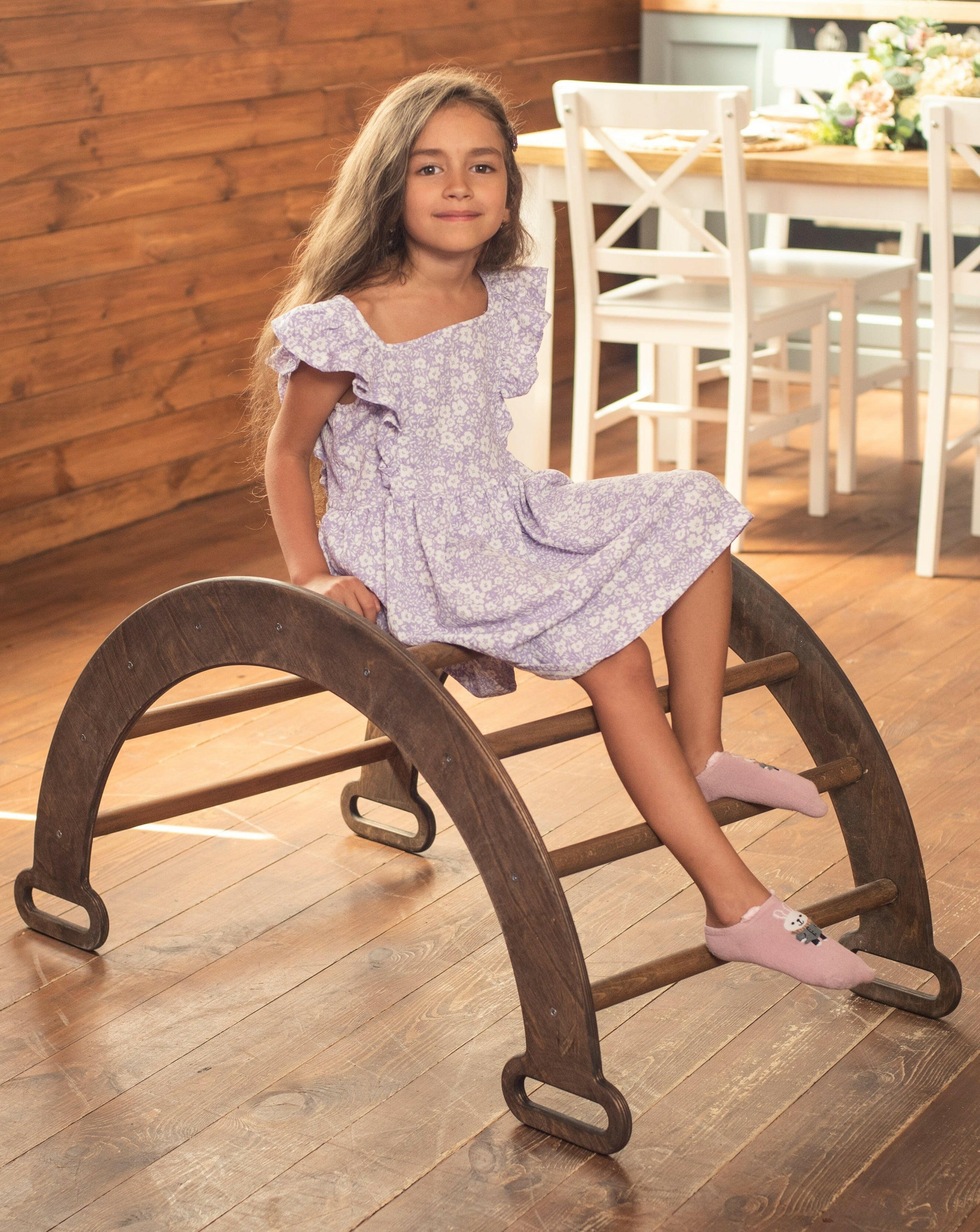 Climbing Arch & Rocker Balance - Montessori Climbers for Kids 1-7 y.o. – Chocolate Single Ladders Goodevas