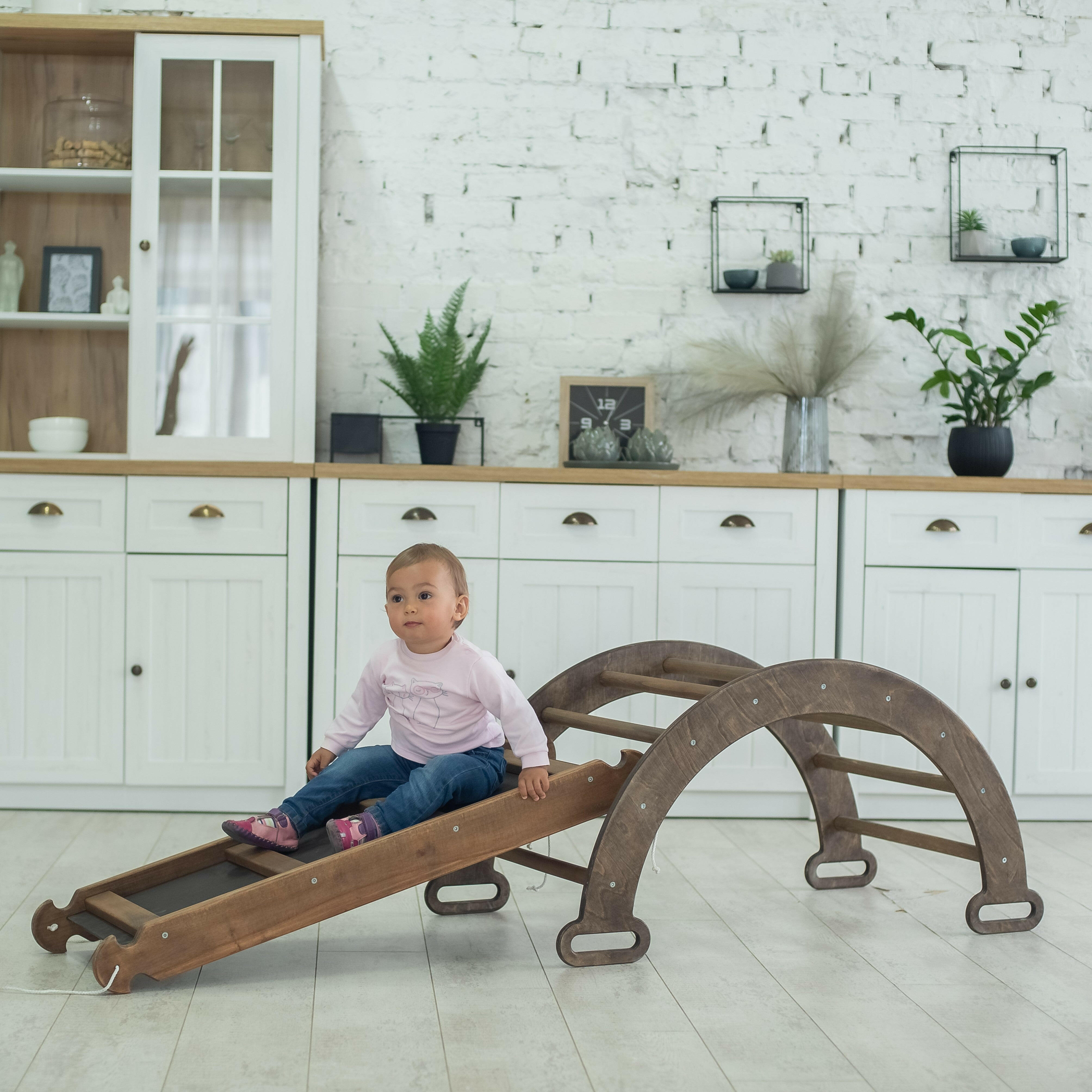 2in1 Montessori Arch Set: Climbing Arch/Rocker Balance + Slide Board/Climbing Ramp 2in1 Playsets Goodevas