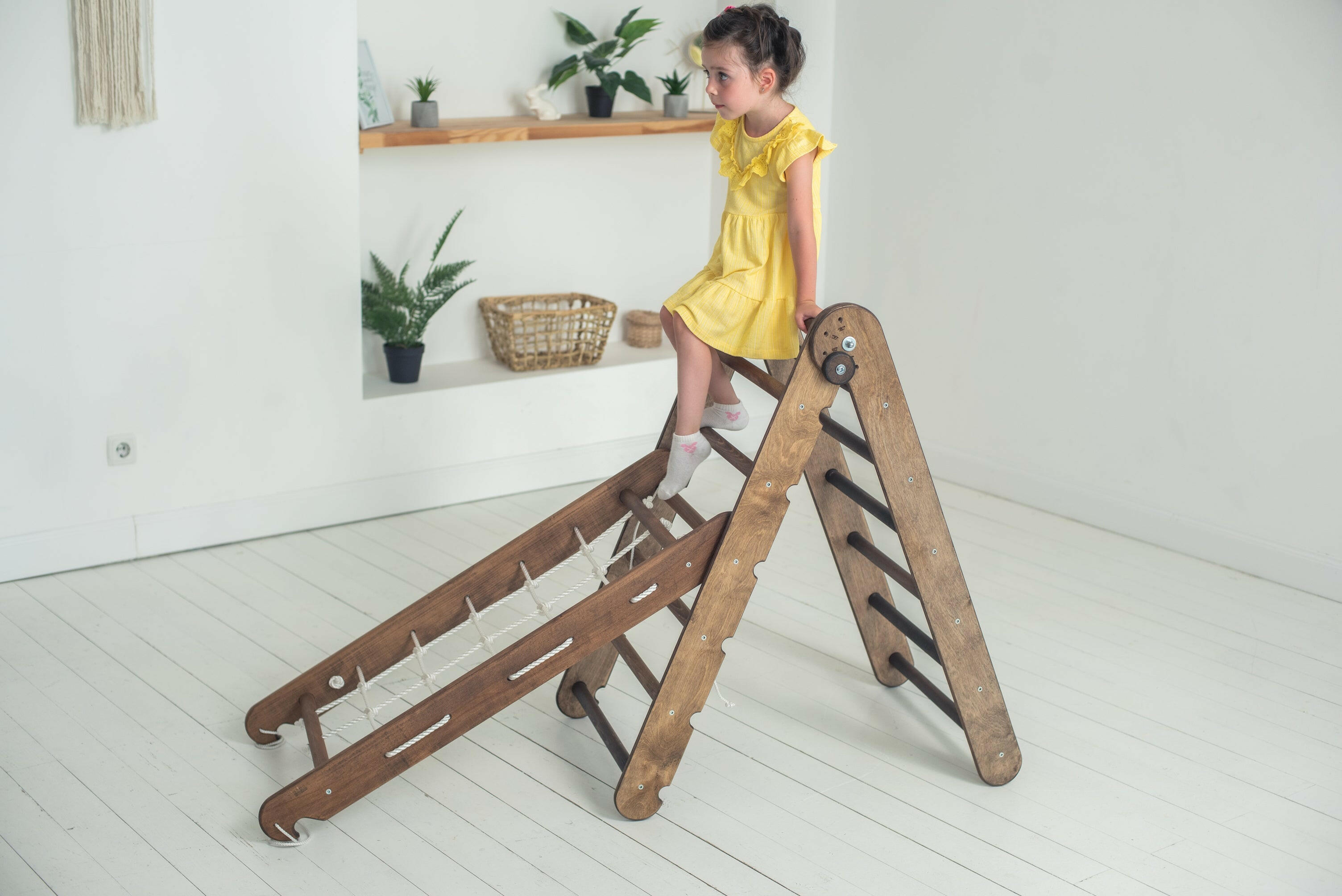 2in1 Montessori Climbing Set: Triangle Ladder + Climbing Net 2in1 Playsets Goodevas