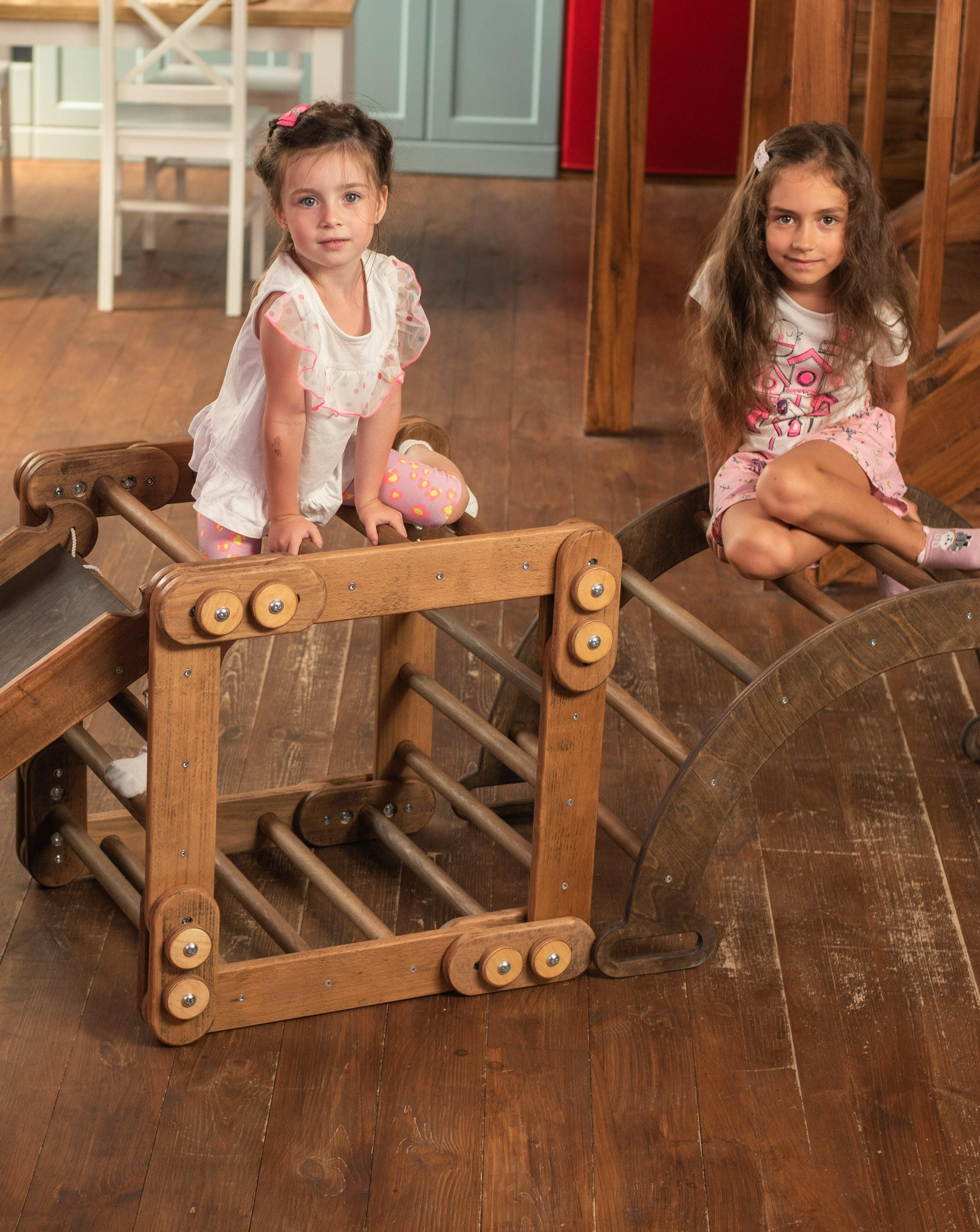 3in1 Montessori Climbing Set: Snake Ladder + Arch/Rocker + Slide Board/Ramp – Chocolate 3in1 Playsets Goodevas