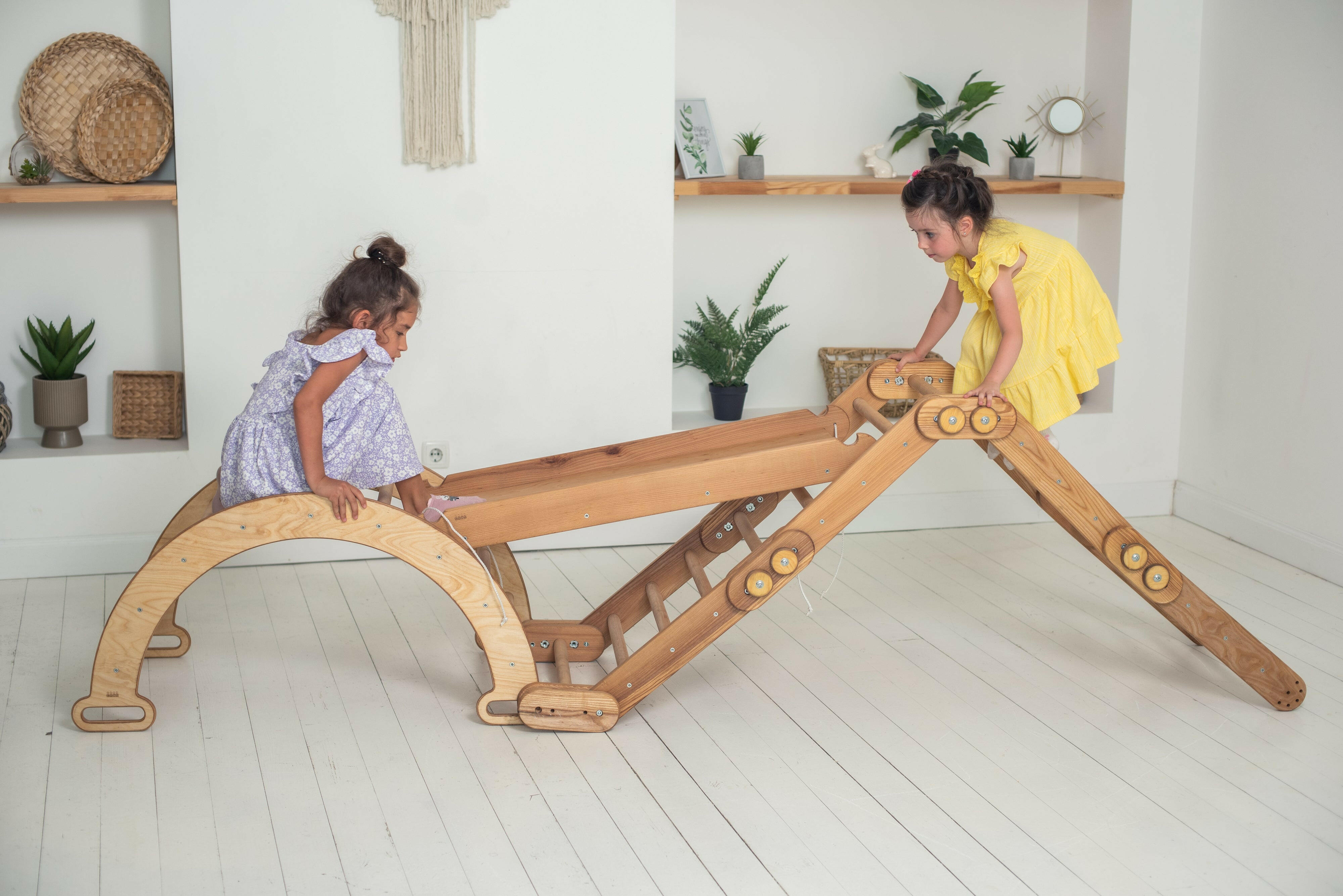 3in1 Montessori Climbing Snake Set: Snake Ladder + Slide/Ramp + Arch Climber – Beige 3in1 Playsets Goodevas