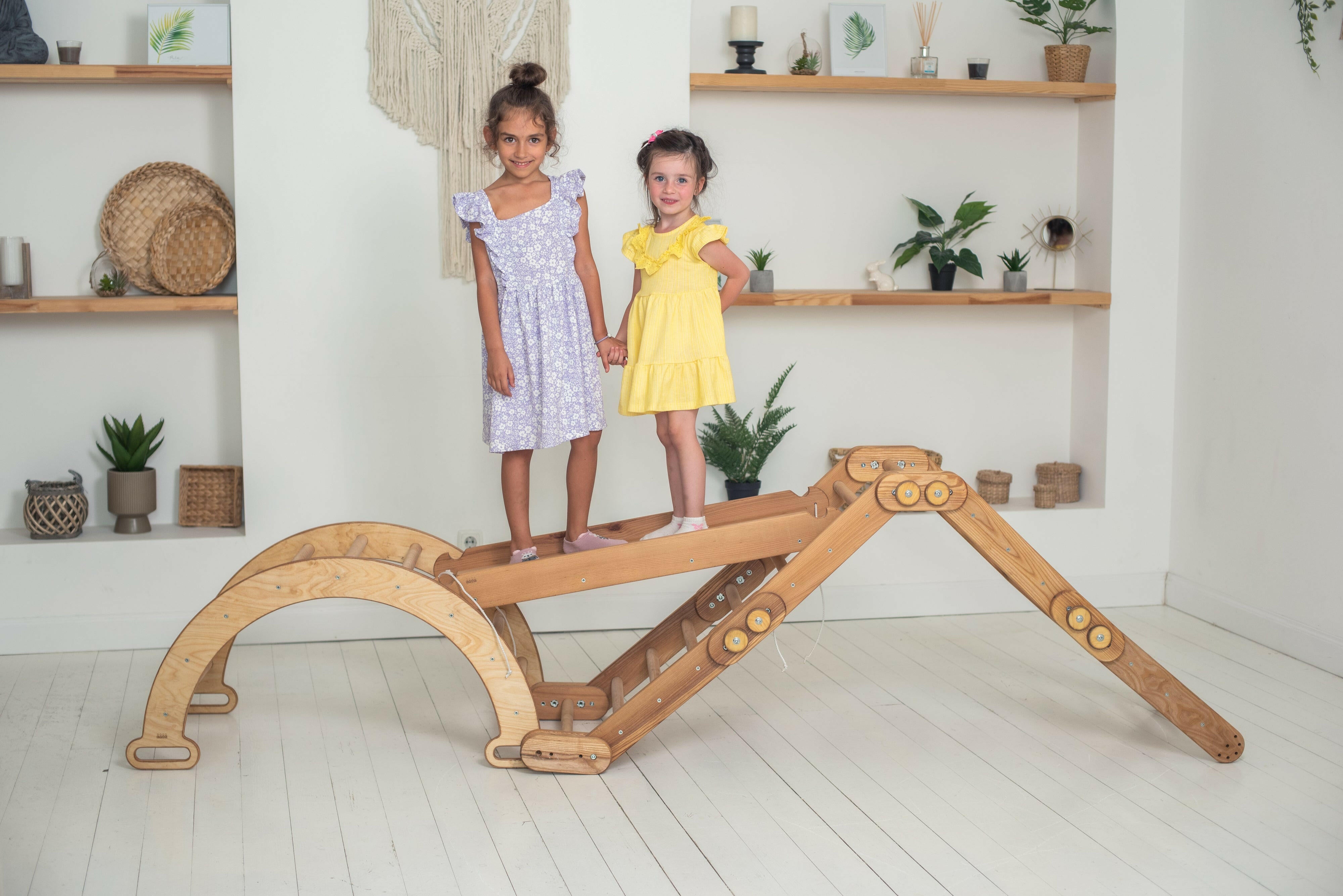 3in1 Montessori Climbing Snake Set: Snake Ladder + Slide/Ramp + Arch Climber – Beige 3in1 Playsets Goodevas