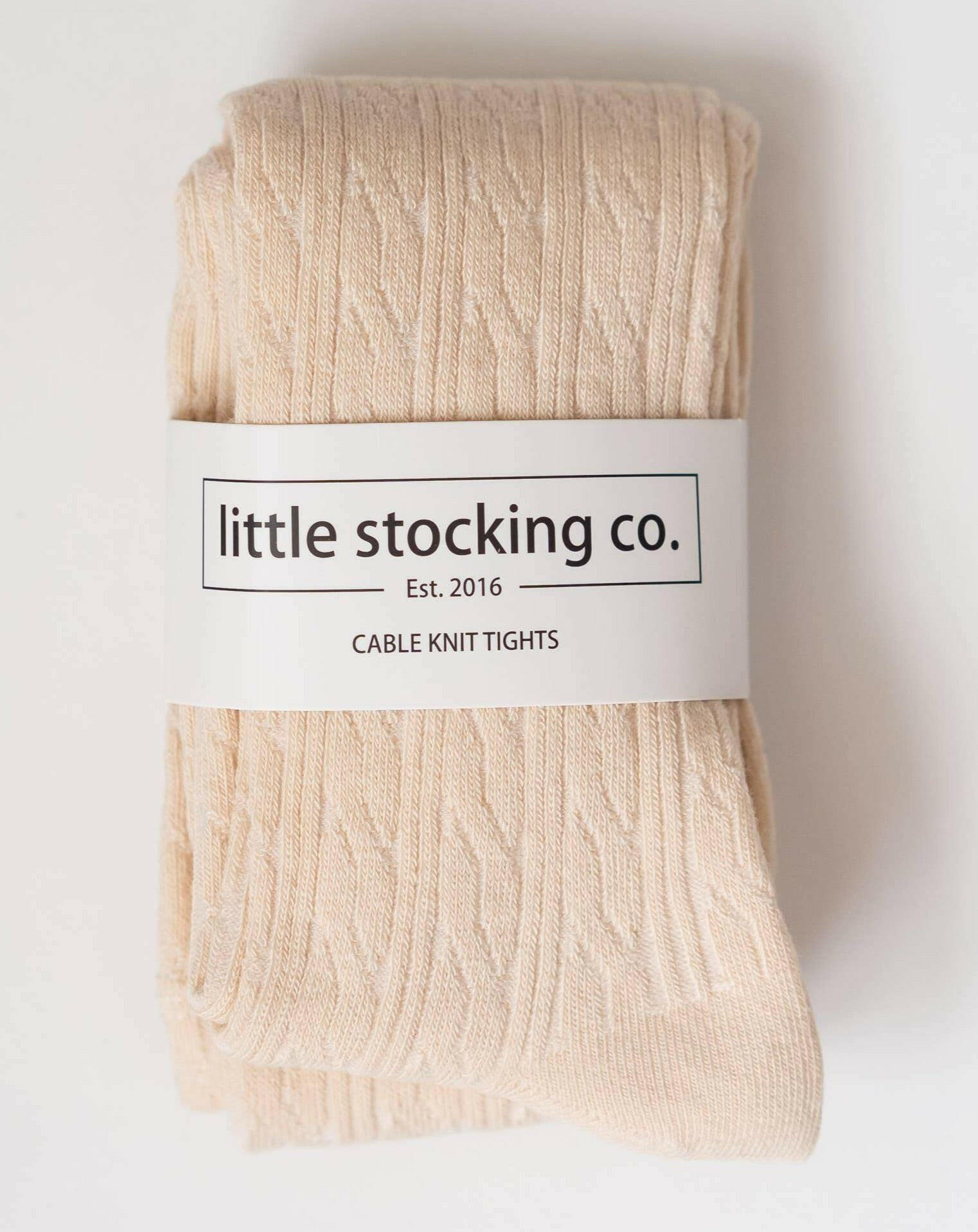 Vanilla Cream Cable Knit Tights Tights Little Stocking Co 0/6M Vanilla