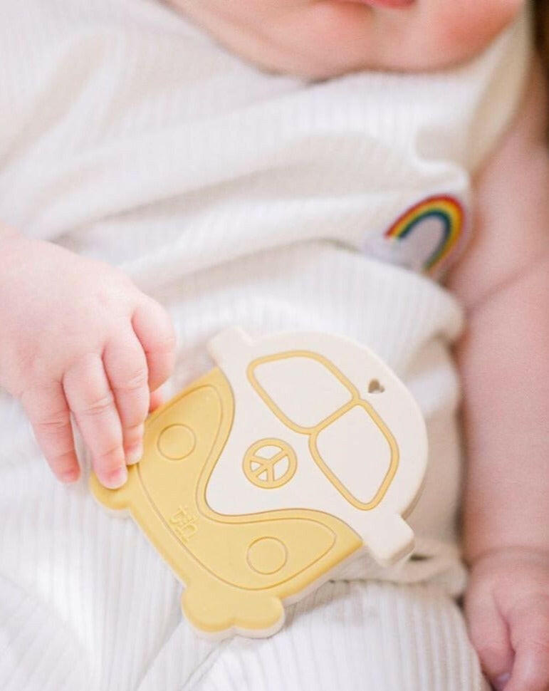 Silicone Teether - Peace Vintage Bus Baby Essentials Three Hearts