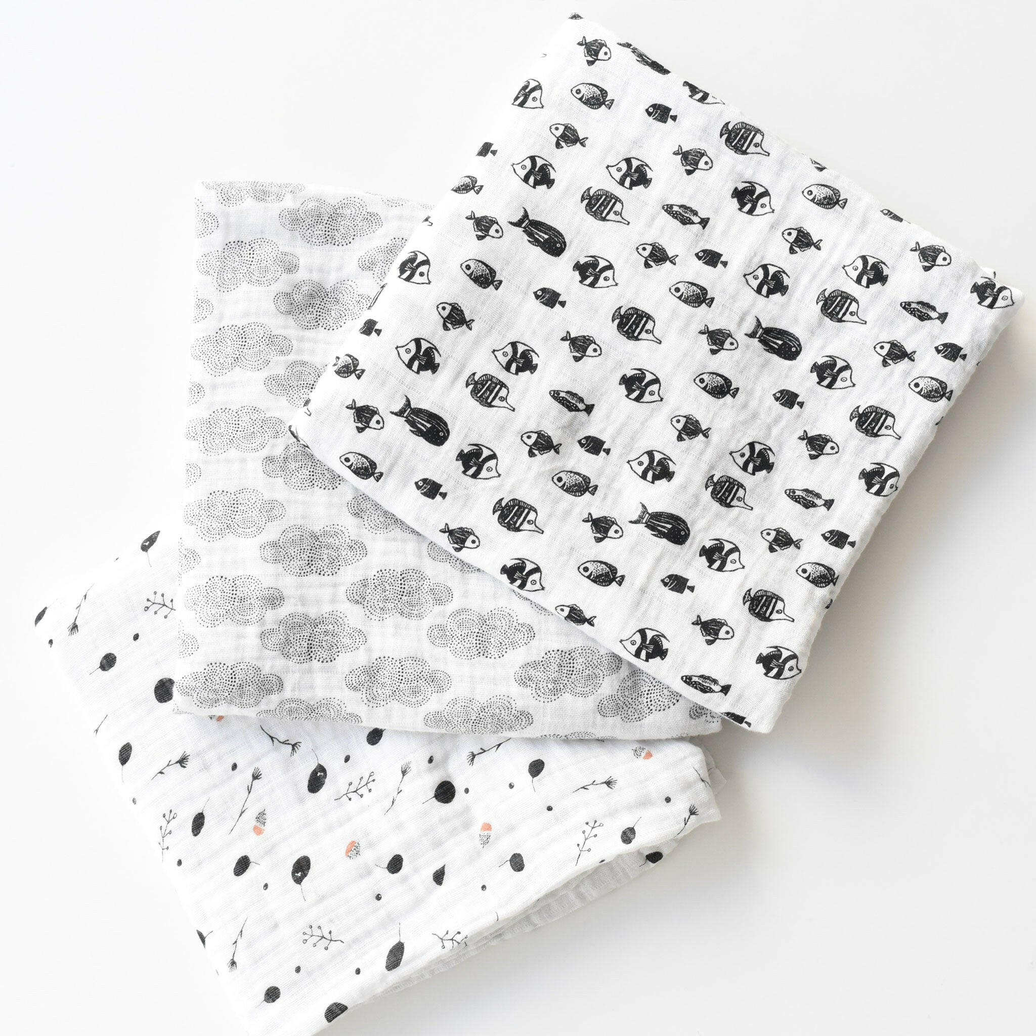 Organic Muslin Swaddle - Fish Swaddles Wee Gallery