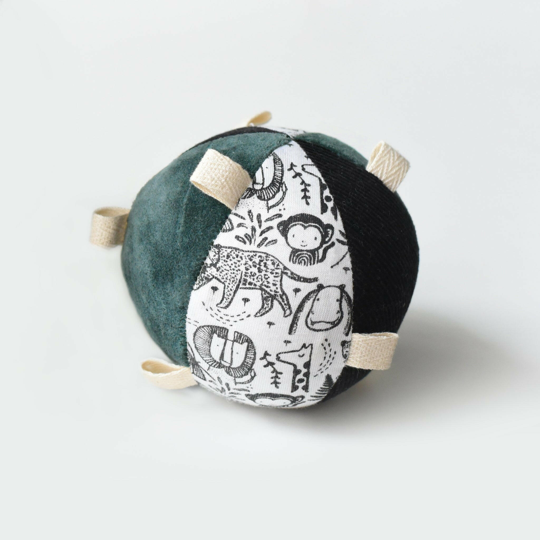 Taggy Ball with Rattle - Wild Toys Wee Gallery