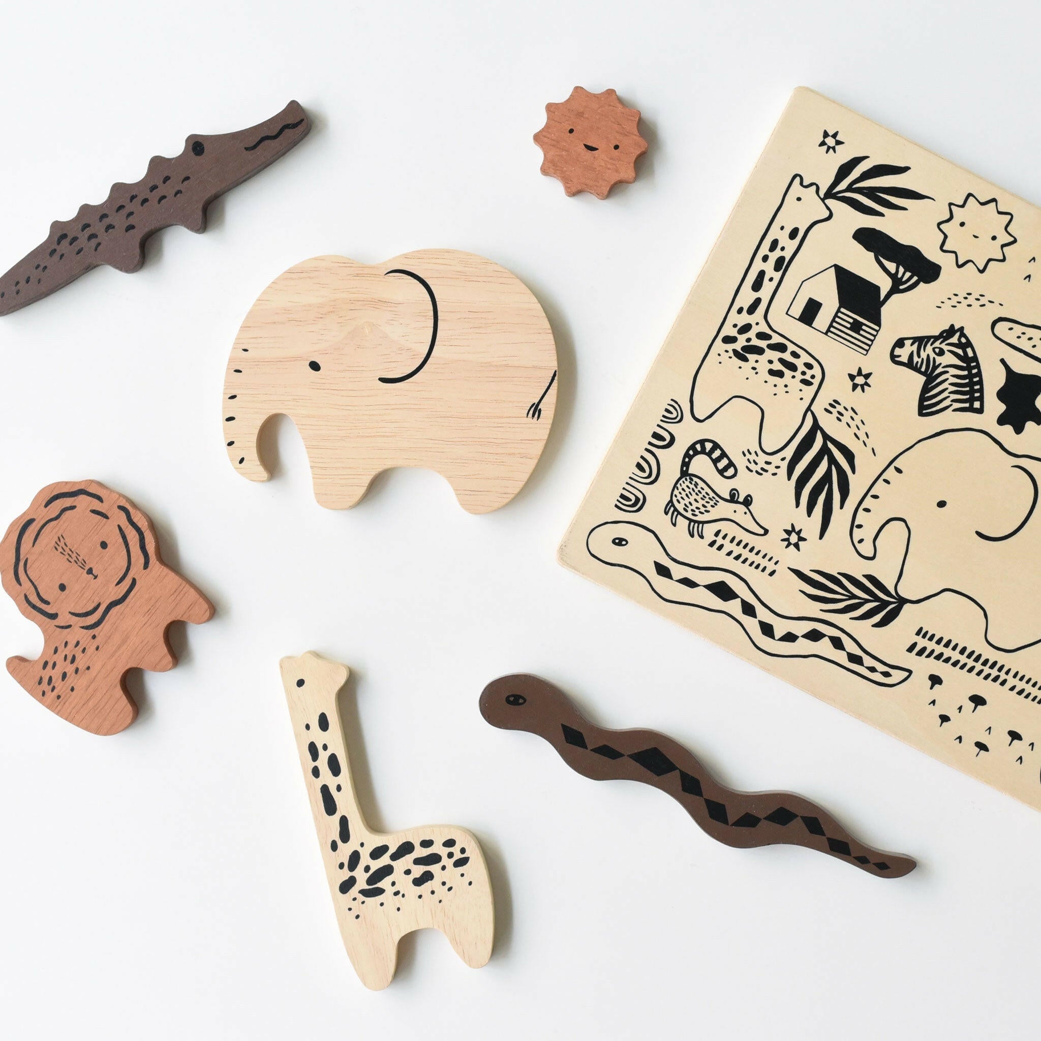 Wooden Tray Puzzle - Safari Animals - 2nd Edition Wooden Toys Wee Gallery