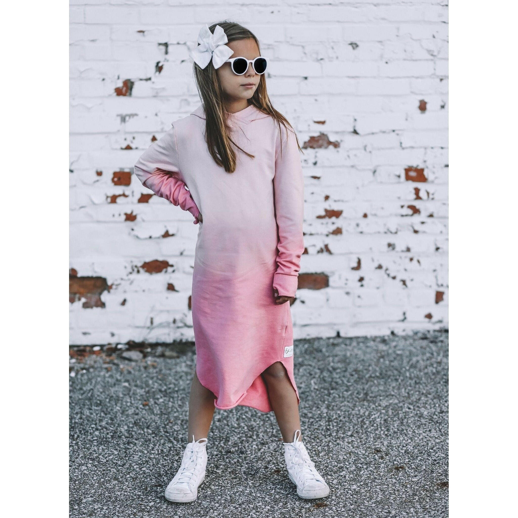 Organic Luna Hoodie Dress Dresses Be Mi Los Angeles 2-3 Ombre Tie Dye Pink