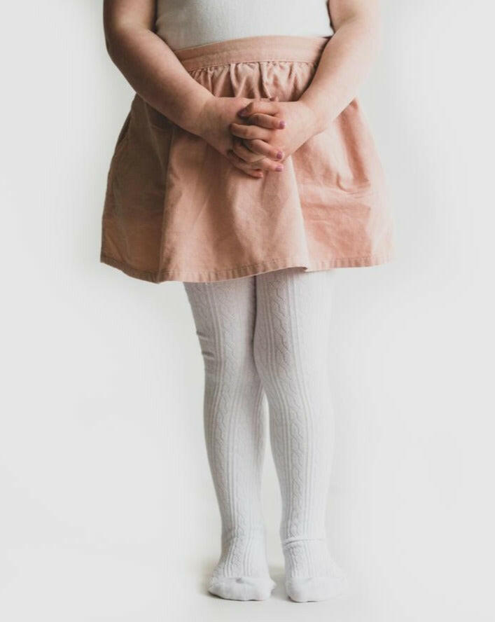 White Cable Knit Tights Tights Little Stocking Co