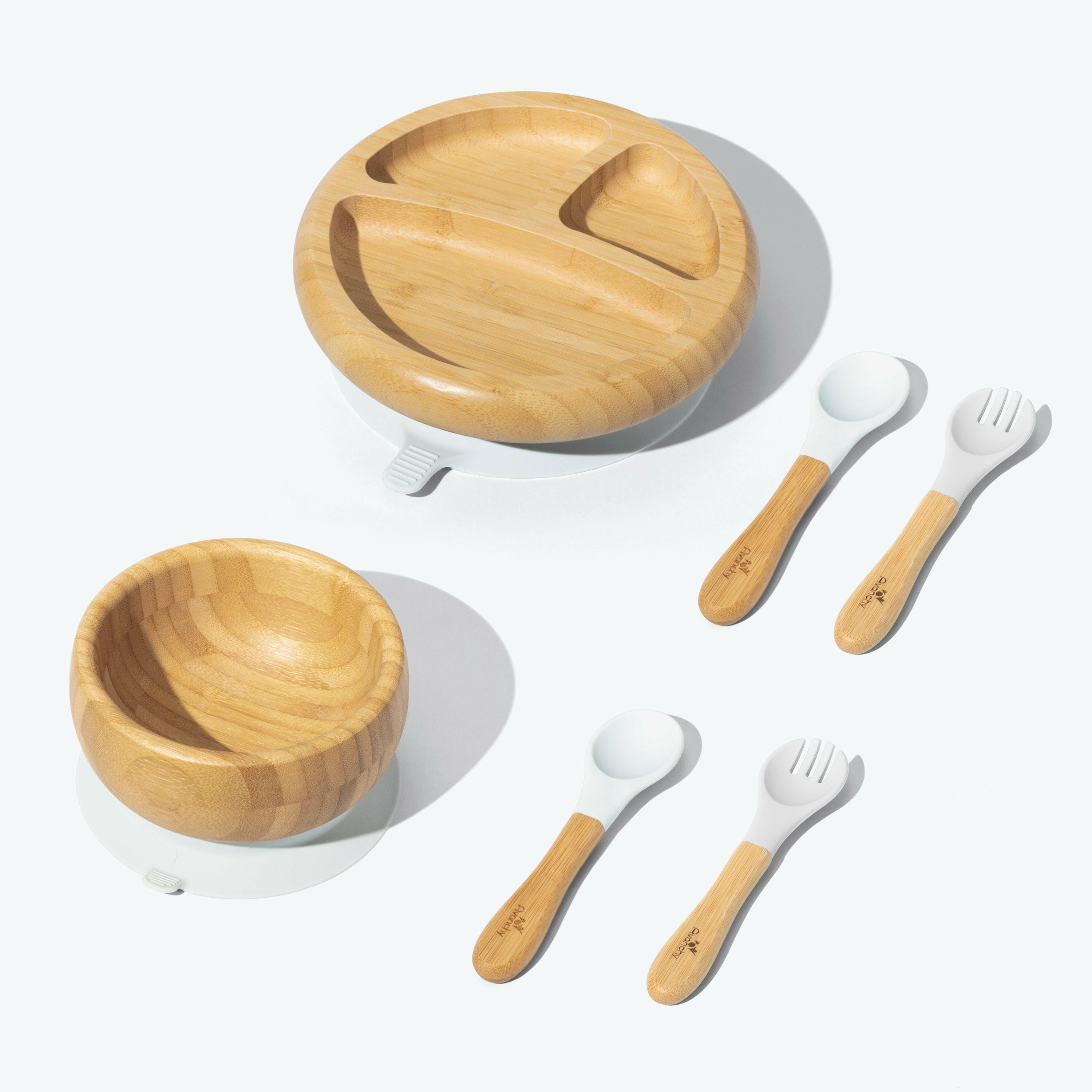 Avanchy Bamboo Starter Kits Nursing & Feeding Avanchy Sustainable Baby Dishware Forks White