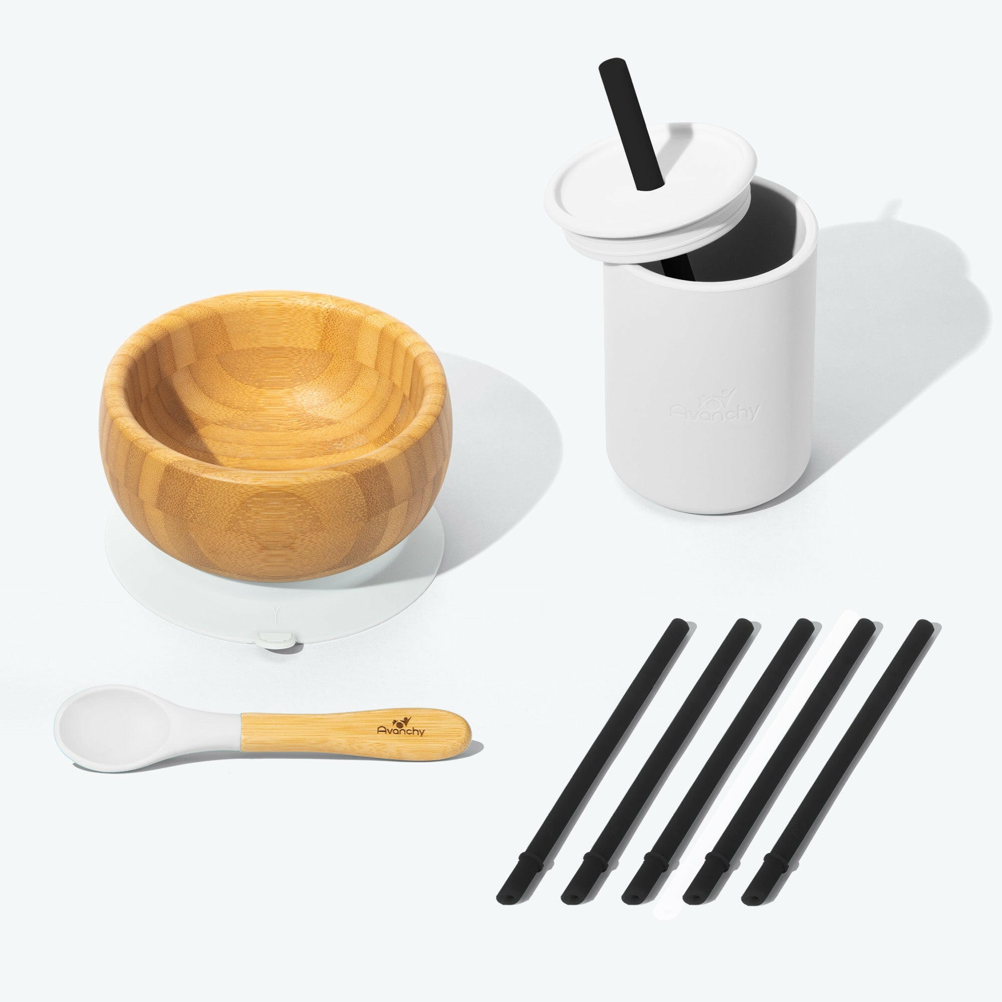 Avanchy Mealtime Magic Set Baby Feeding Avanchy Sustainable Baby Dishware White