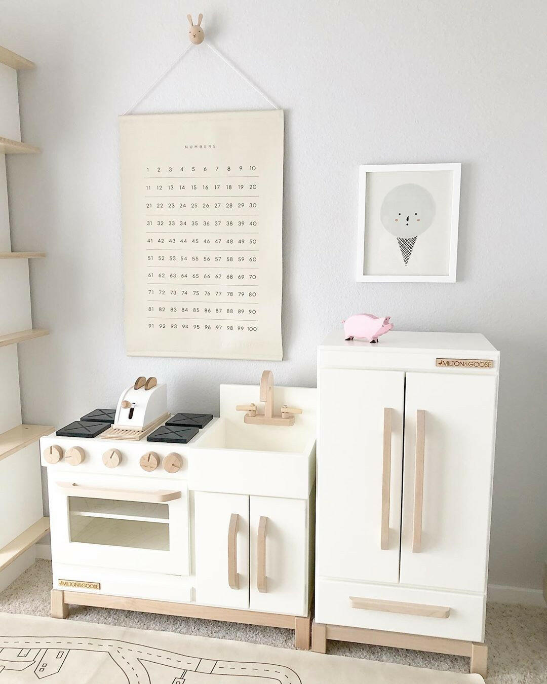 Wooden Play Refrigerator - White Kids Toys Milton & Goose