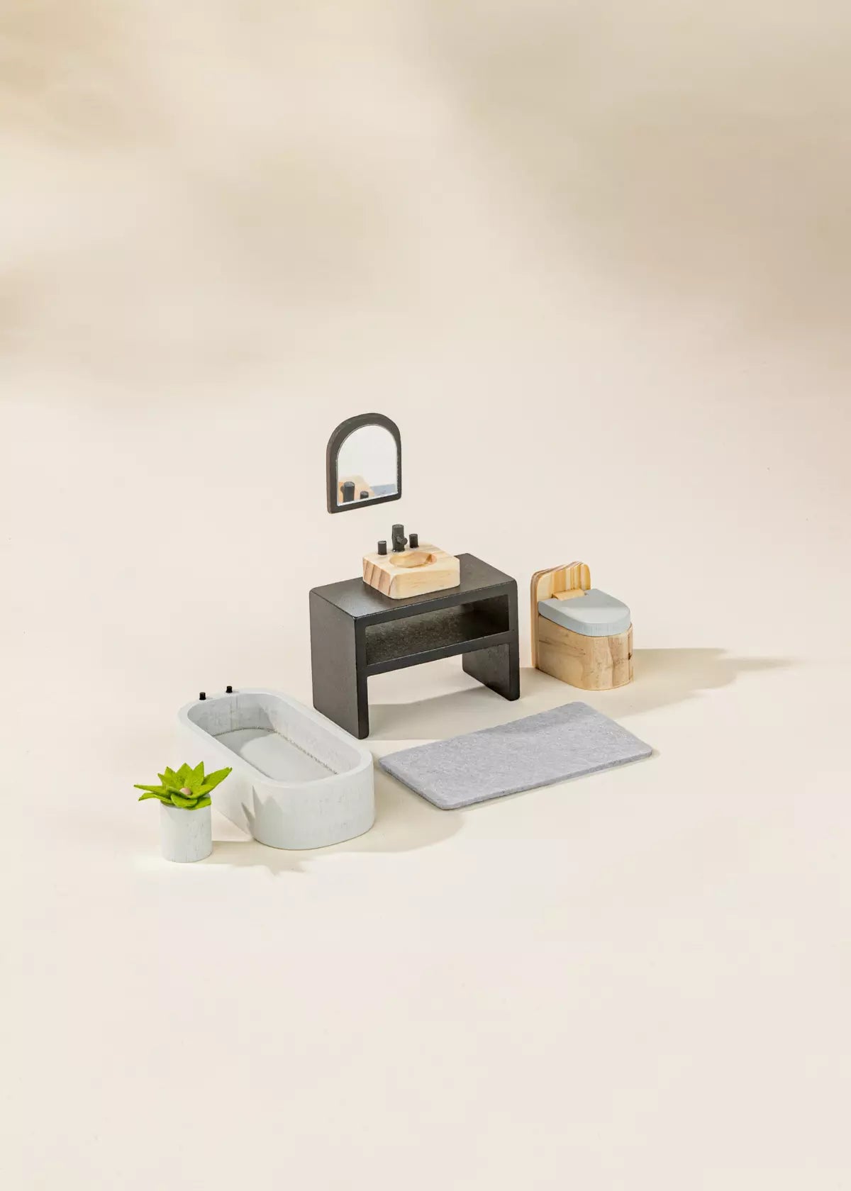 Wooden Doll House Bathroom Furniture & Accessories (6 pcs) Doll House Accessories Coco Village