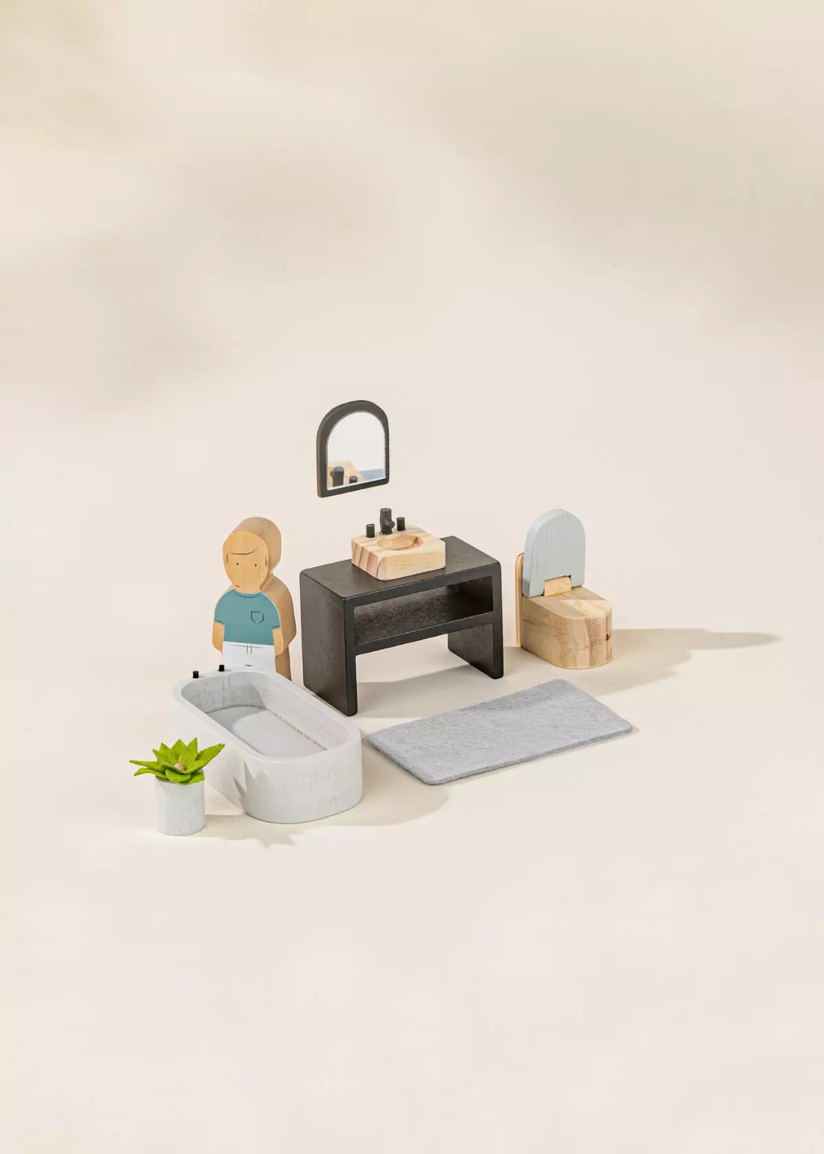 Wooden Doll House Bathroom Furniture & Accessories (6 pcs) Doll House Accessories Coco Village