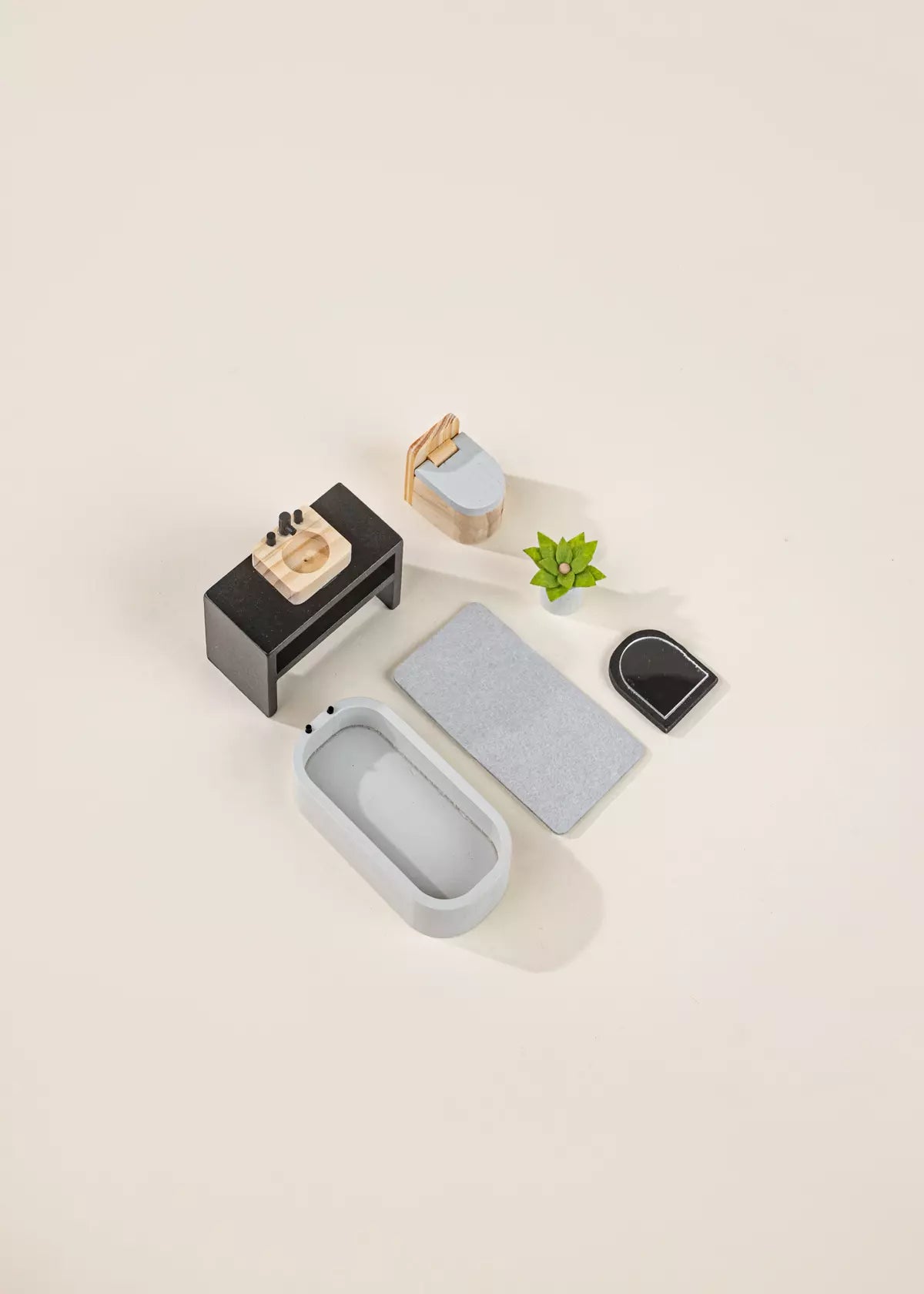Wooden Doll House Bathroom Furniture & Accessories (6 pcs) Doll House Accessories Coco Village