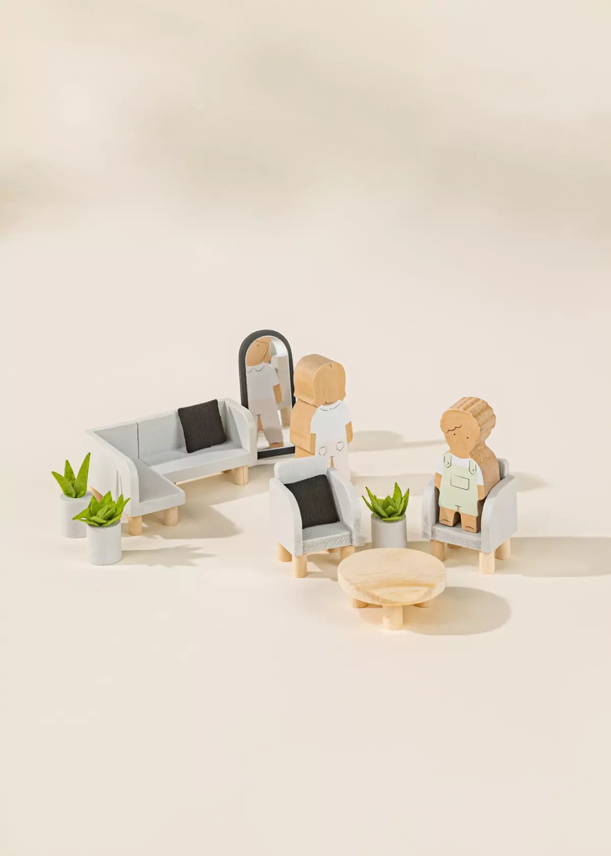 Wooden Doll House Living Room Furniture & Accessories (10 pcs) Doll House Accessories Coco Village