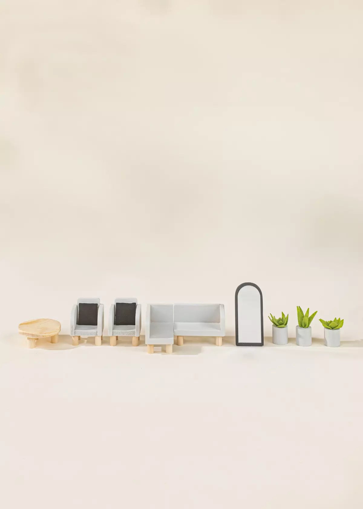 Wooden Doll House Living Room Furniture & Accessories (10 pcs) Doll House Accessories Coco Village