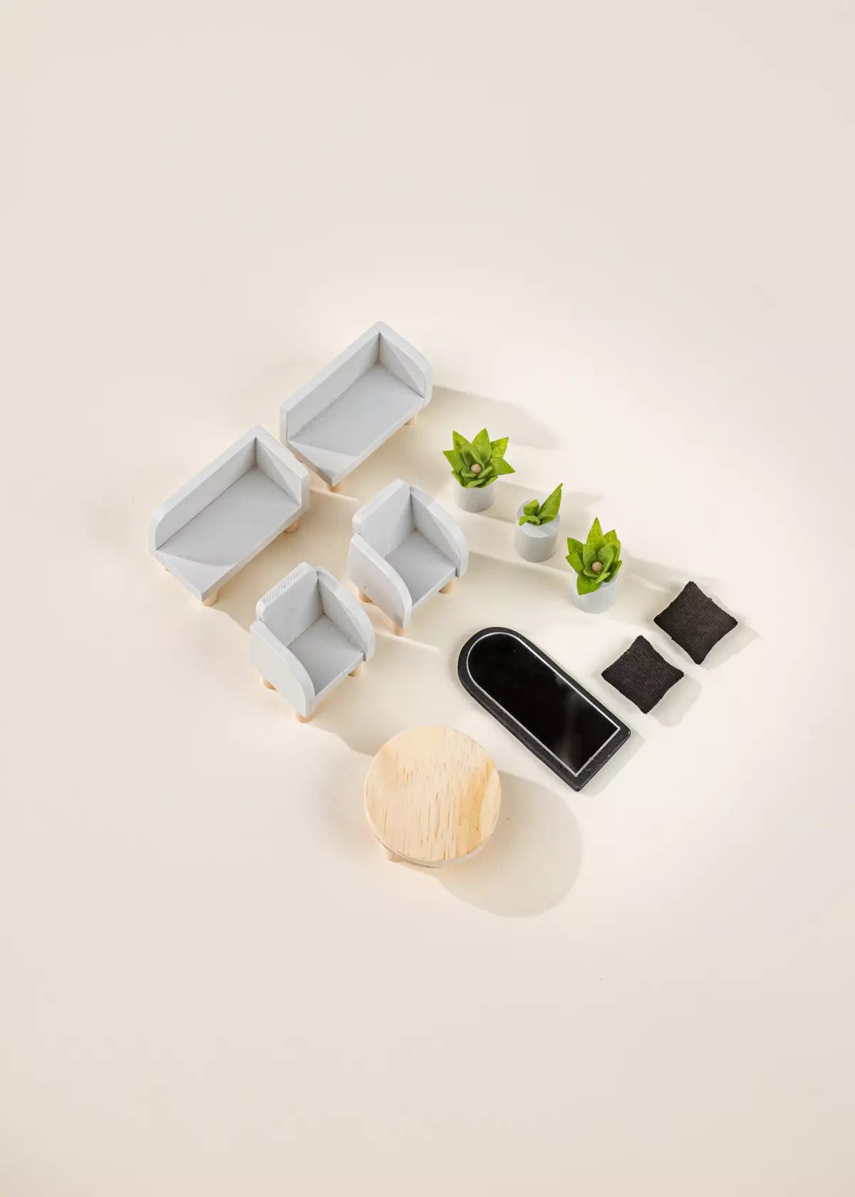 Wooden Doll House Living Room Furniture & Accessories (10 pcs) Doll House Accessories Coco Village