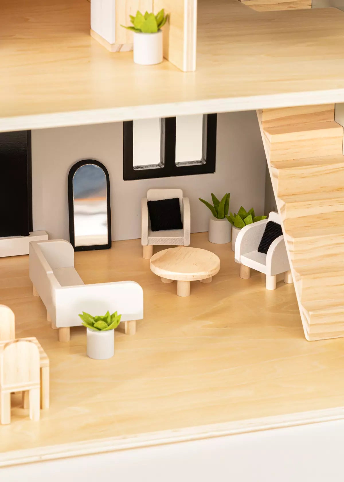 Wooden Doll House Living Room Furniture & Accessories (10 pcs) Doll House Accessories Coco Village