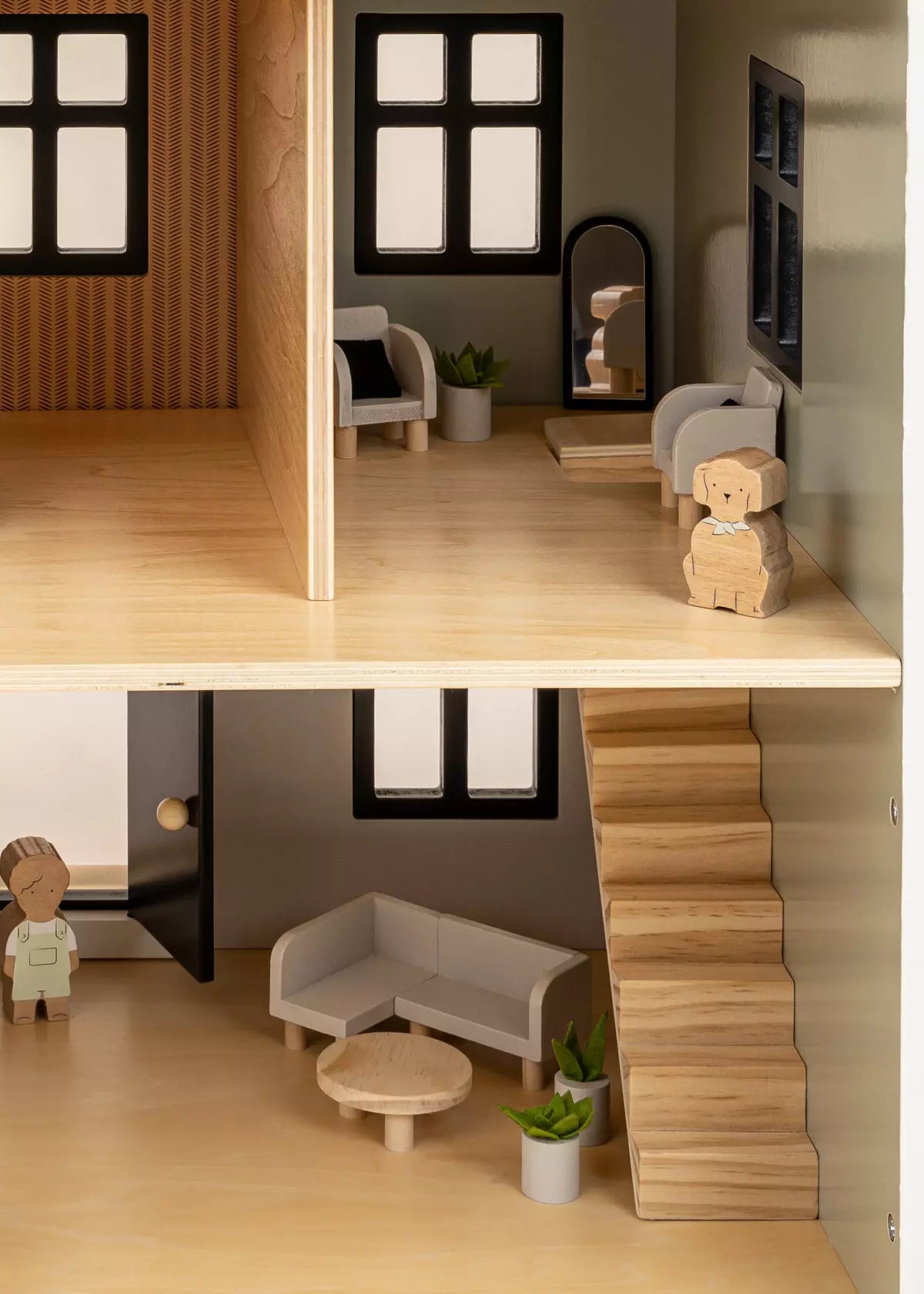 Wooden Doll House Living Room Furniture & Accessories (10 pcs) Doll House Accessories Coco Village