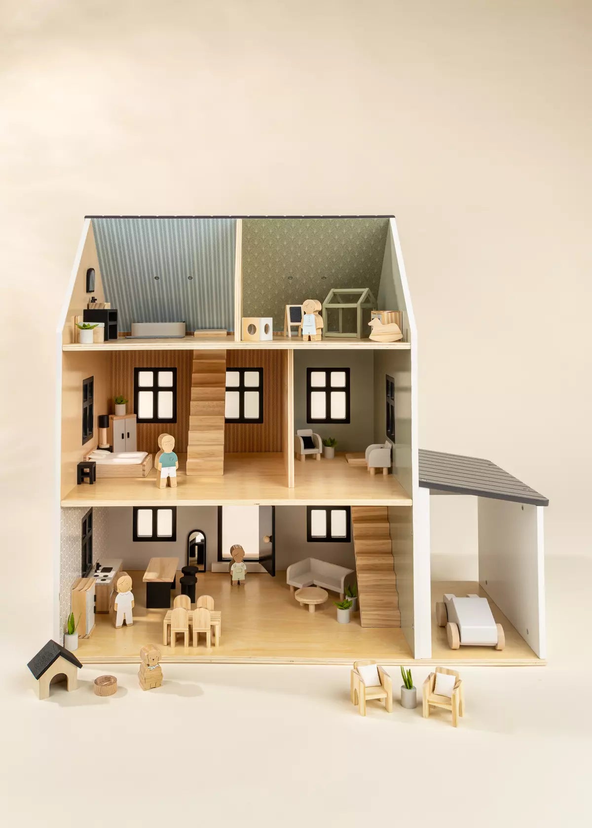 Wooden Doll House Living Room Furniture & Accessories (10 pcs) Doll House Accessories Coco Village