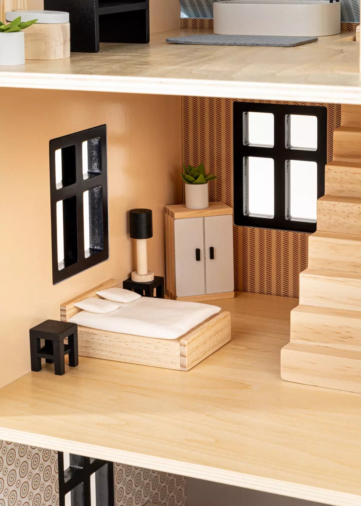Wooden Doll House Master Bedroom Furniture & Accessories (9 pcs) Doll House Accessories Coco Village