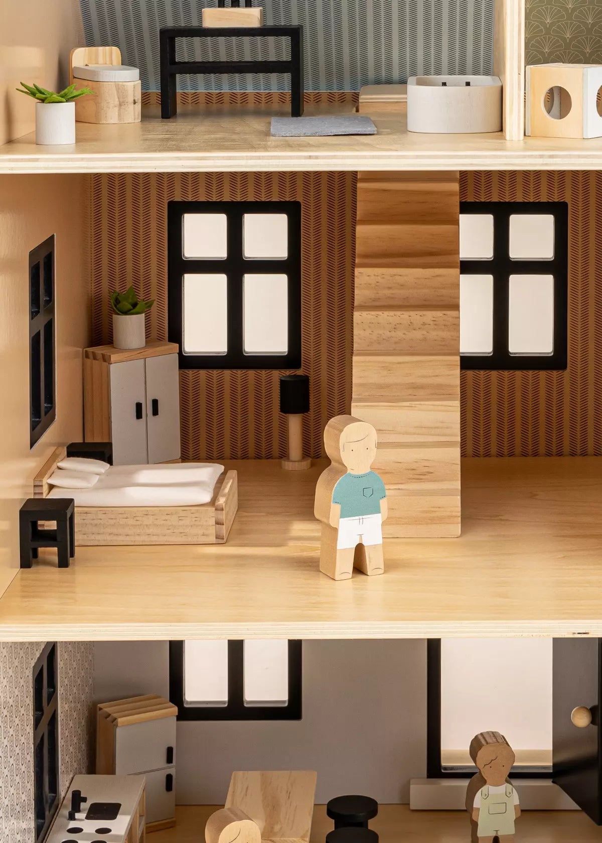Wooden Doll House Master Bedroom Furniture & Accessories (9 pcs) Doll House Accessories Coco Village