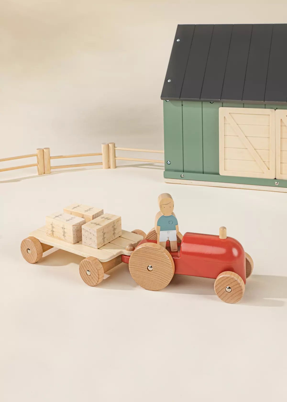 Wooden Farm Tractor Doll House Accessories Coco Village