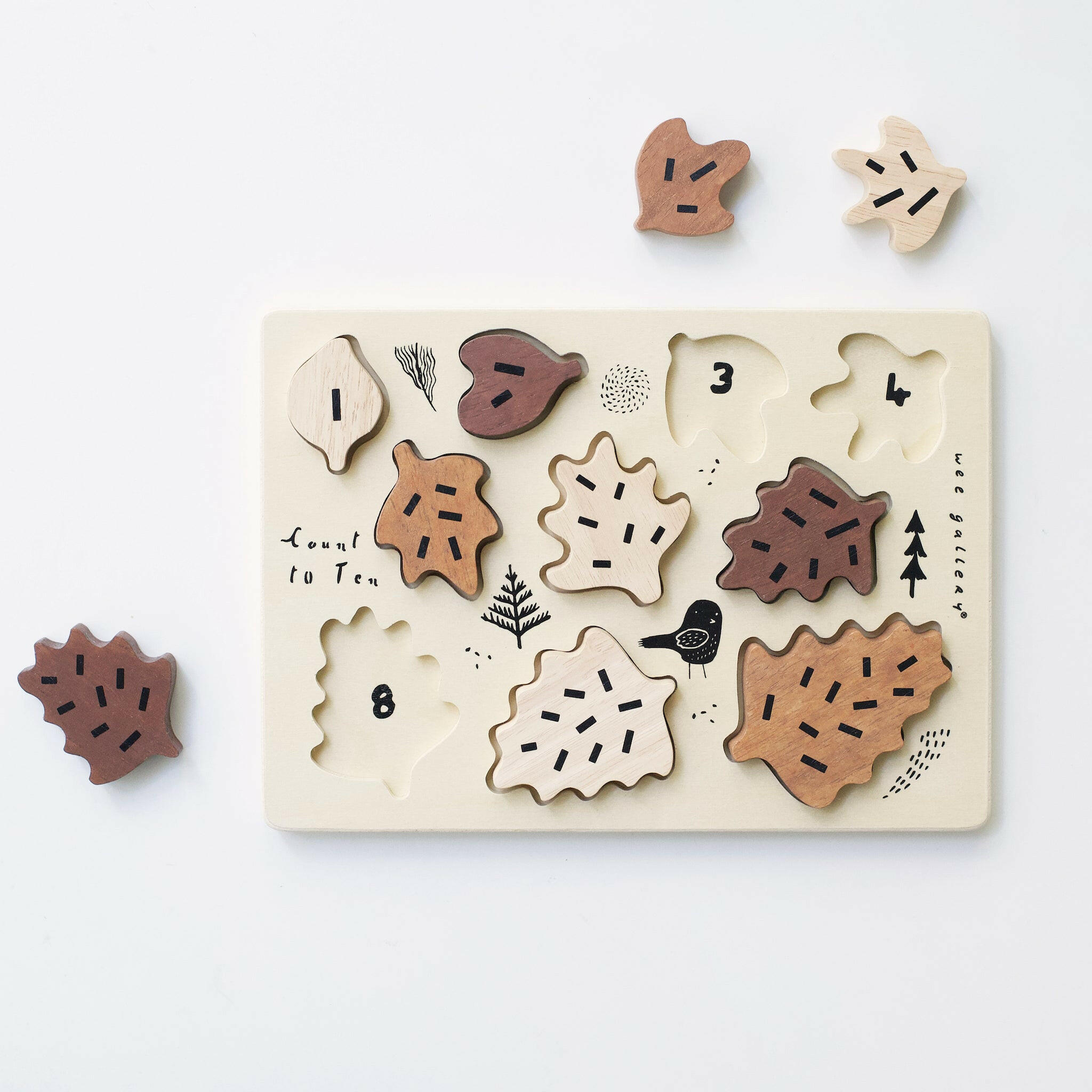 Wooden Tray Puzzle - Count to 10 Leaves Puzzle Wee Gallery