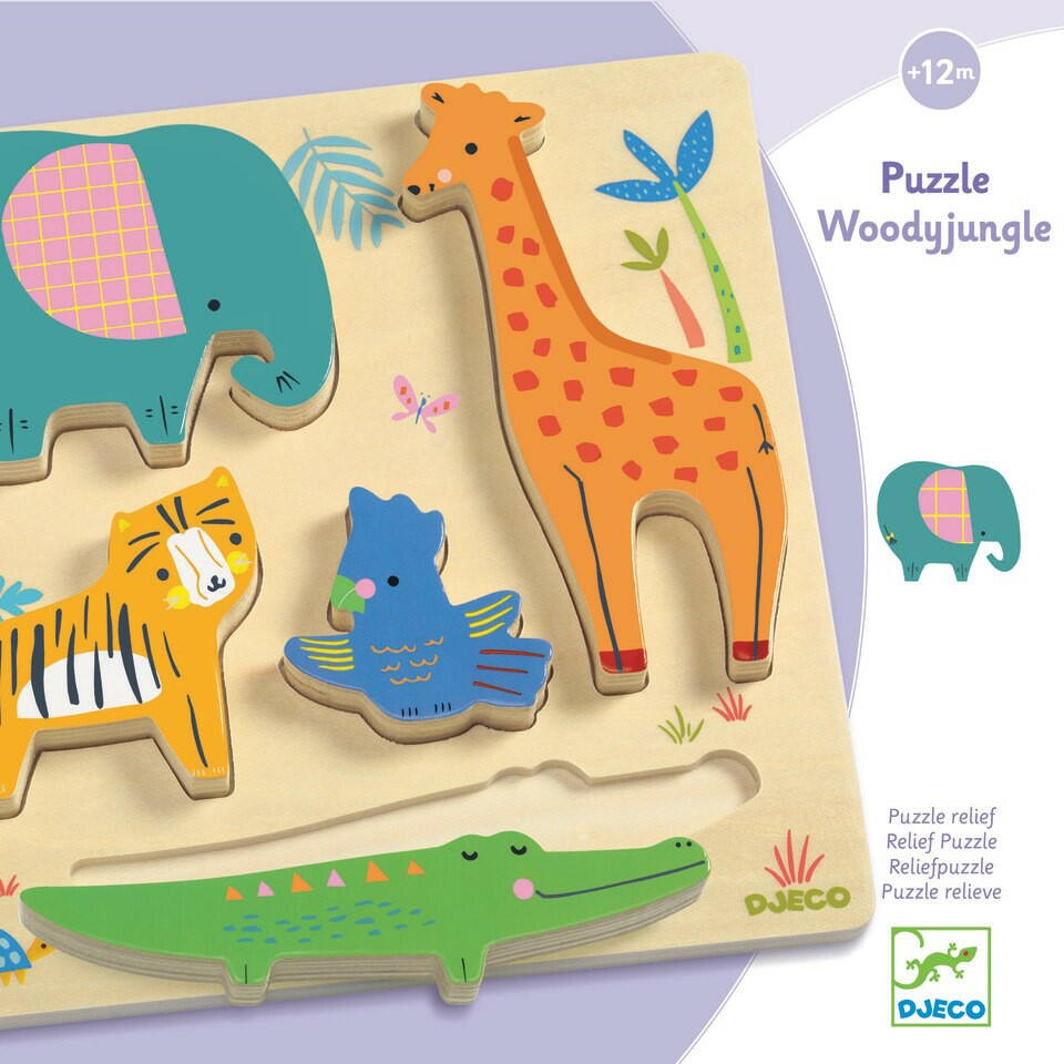 Wooden Baby Puzzle - Jungle Animals Wooden Puzzle Djeco