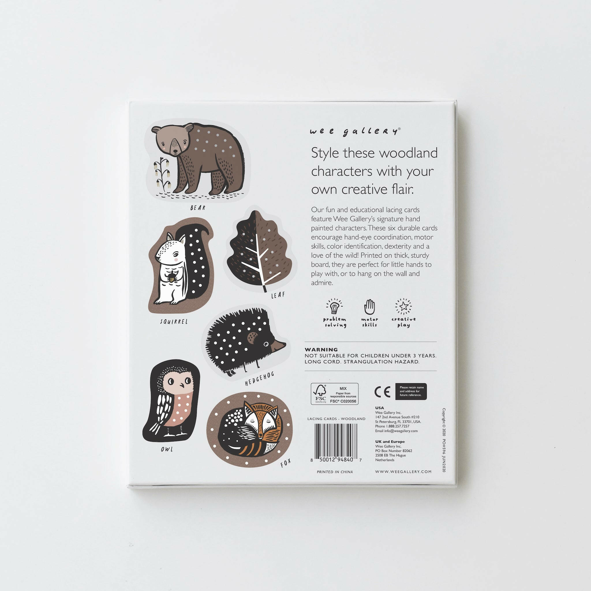 Lacing Cards - Woodland Animals Learning Cards Wee Gallery