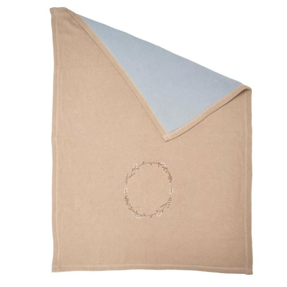 WREATH EMBR. DOUBLE SIDED BLANKET - BROWN Blanket MON AMI