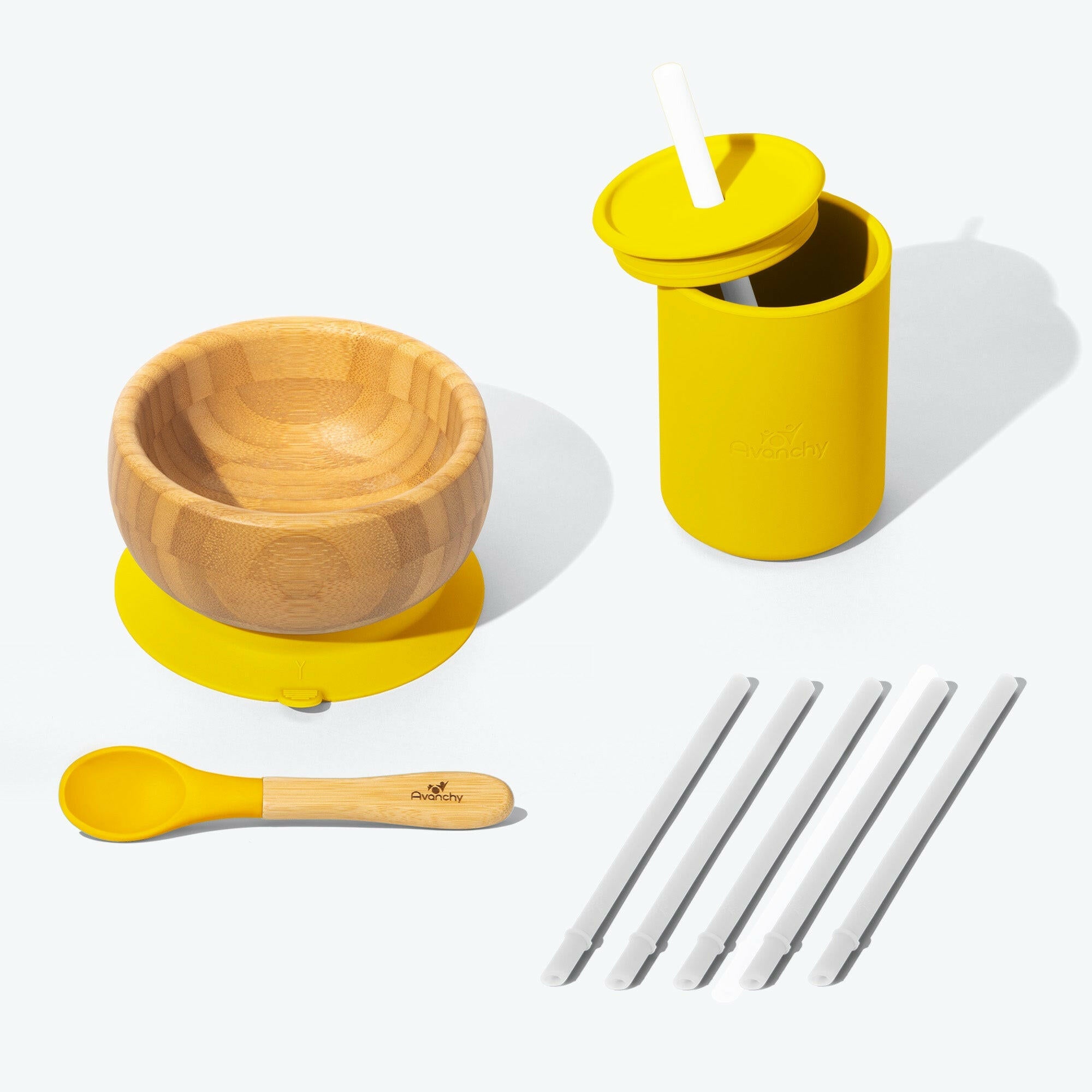 Avanchy Mealtime Magic Set Baby Feeding Avanchy Sustainable Baby Dishware Yellow