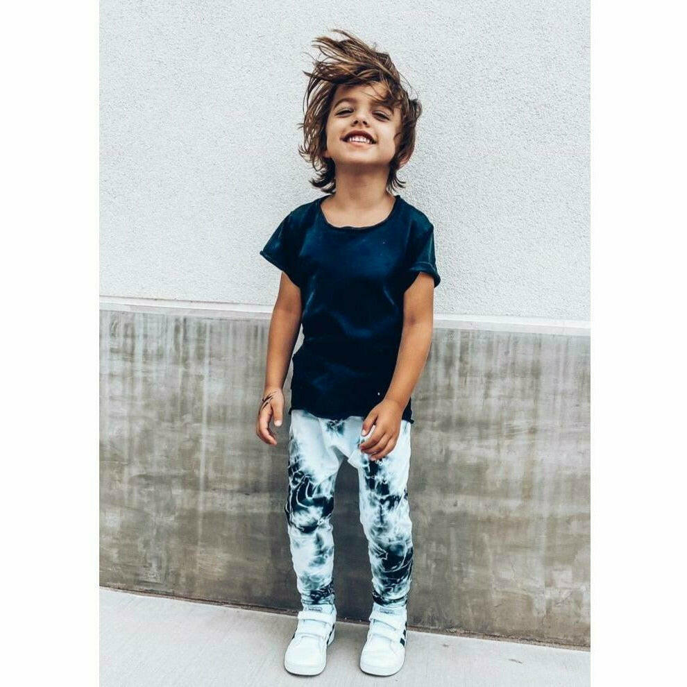 Organic Malibu Joggers Marble Tie Dye Black/White Joggers Be Mi Los Angeles